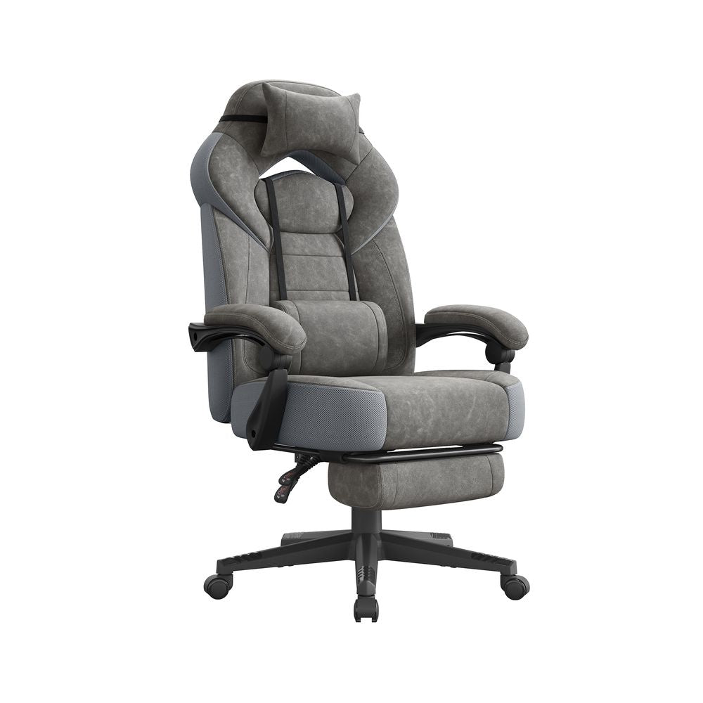 Gaming Chair - Fabric - Black and Red - Ergonomic Design with Adjustable Headrest and Footrest