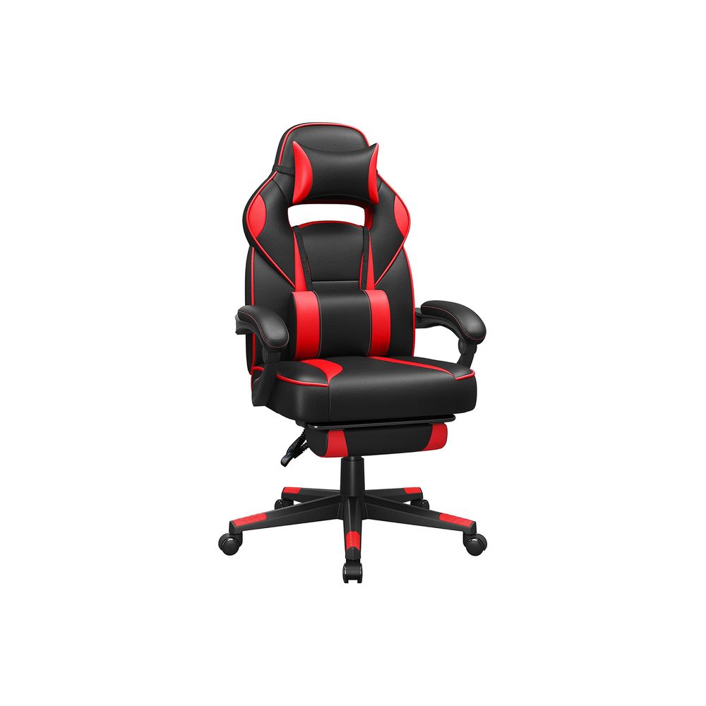 Gaming Chair - Faux Leather - Black and Blue - Ergonomic Design with Footrest and Adjustable Headrest