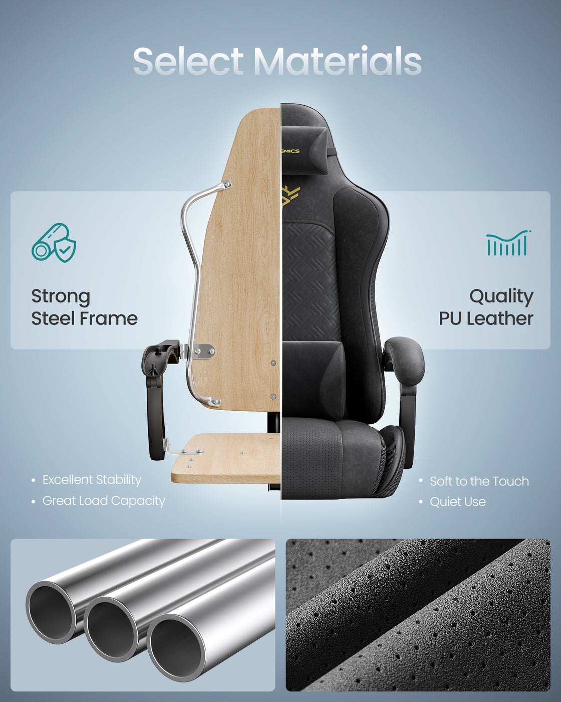 Ergonomic Office Computer Desk Chair - 27.6" - Plywood - Footrest