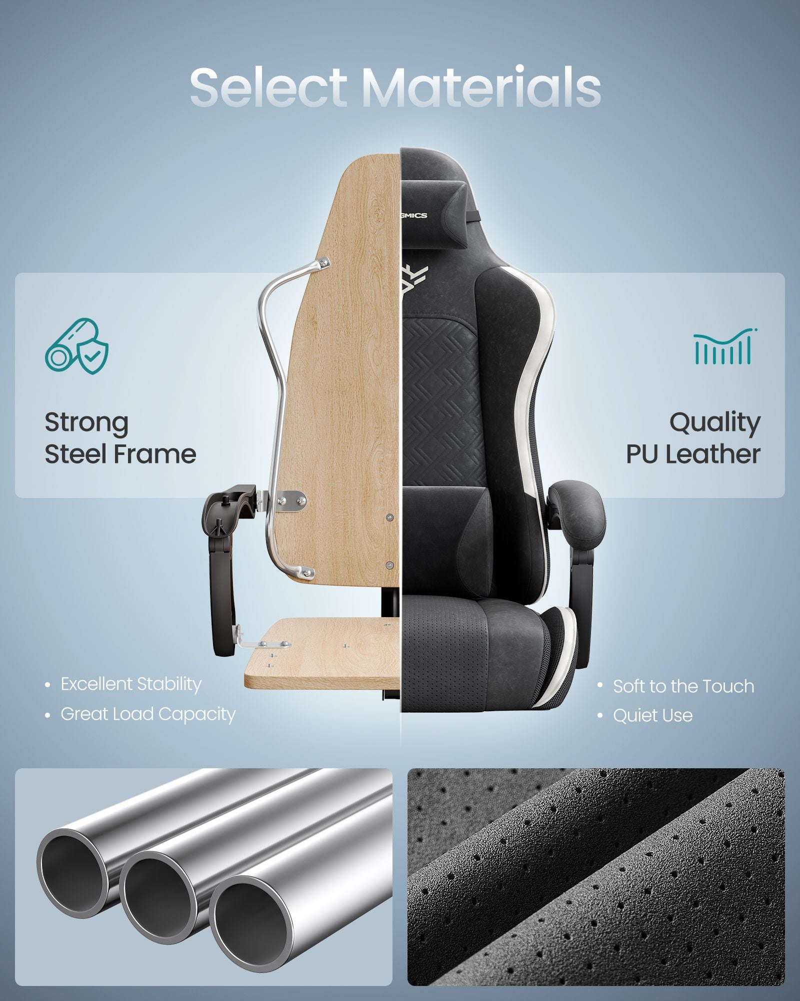 Office Chair - Ergonomic Mesh with Tilt - Ink Black And Cloud White - 70 x 70 x 123.5-133 cm