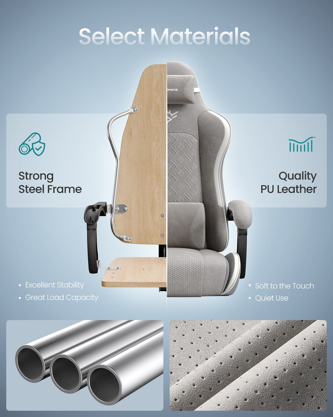 Ergonomic Office Computer Desk Chair - 27.6" - Plywood - Footrest