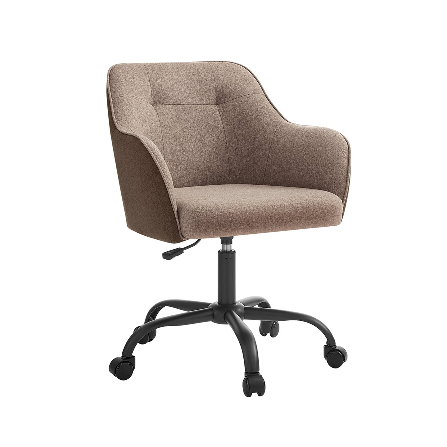 Height-Adjustable Office Chair - Linenette Fabric - Walnut Brown - Ergonomic Design