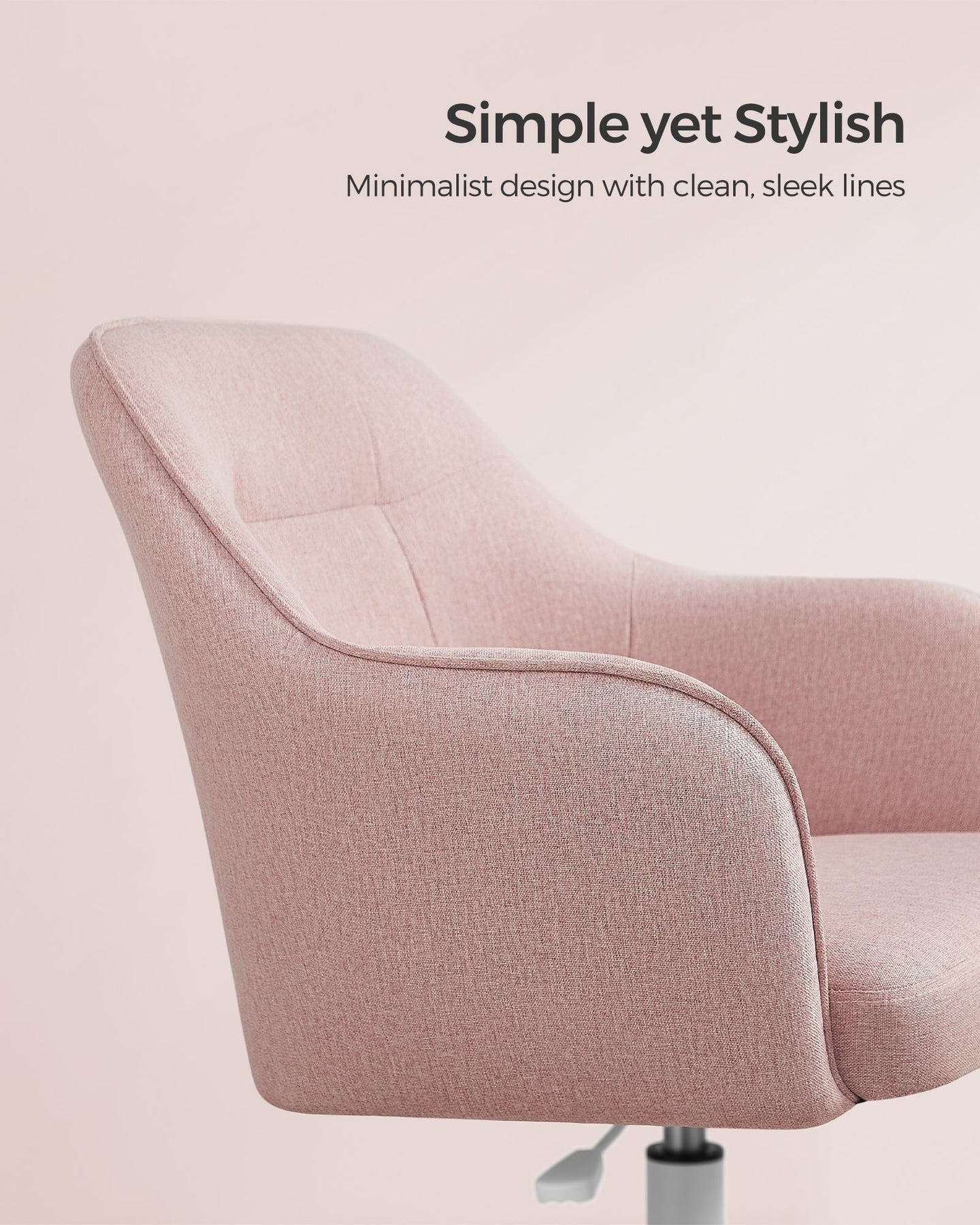 Height-Adjustable Office Chair - Linenette Fabric - Jelly Pink - Ergonomic Swivel Design