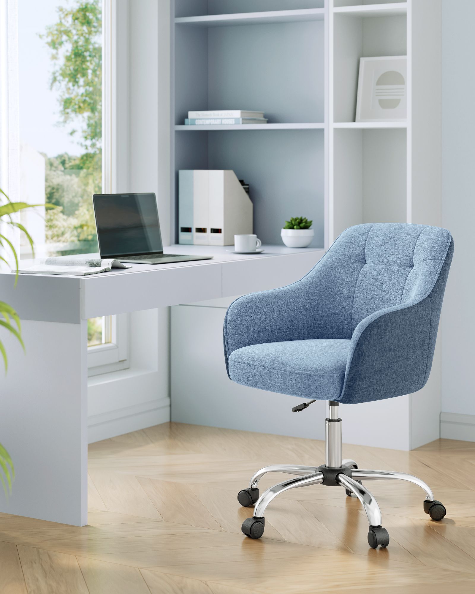 Height-Adjustable Office Chair - Steel Frame - Misty Blue - Ergonomic Design