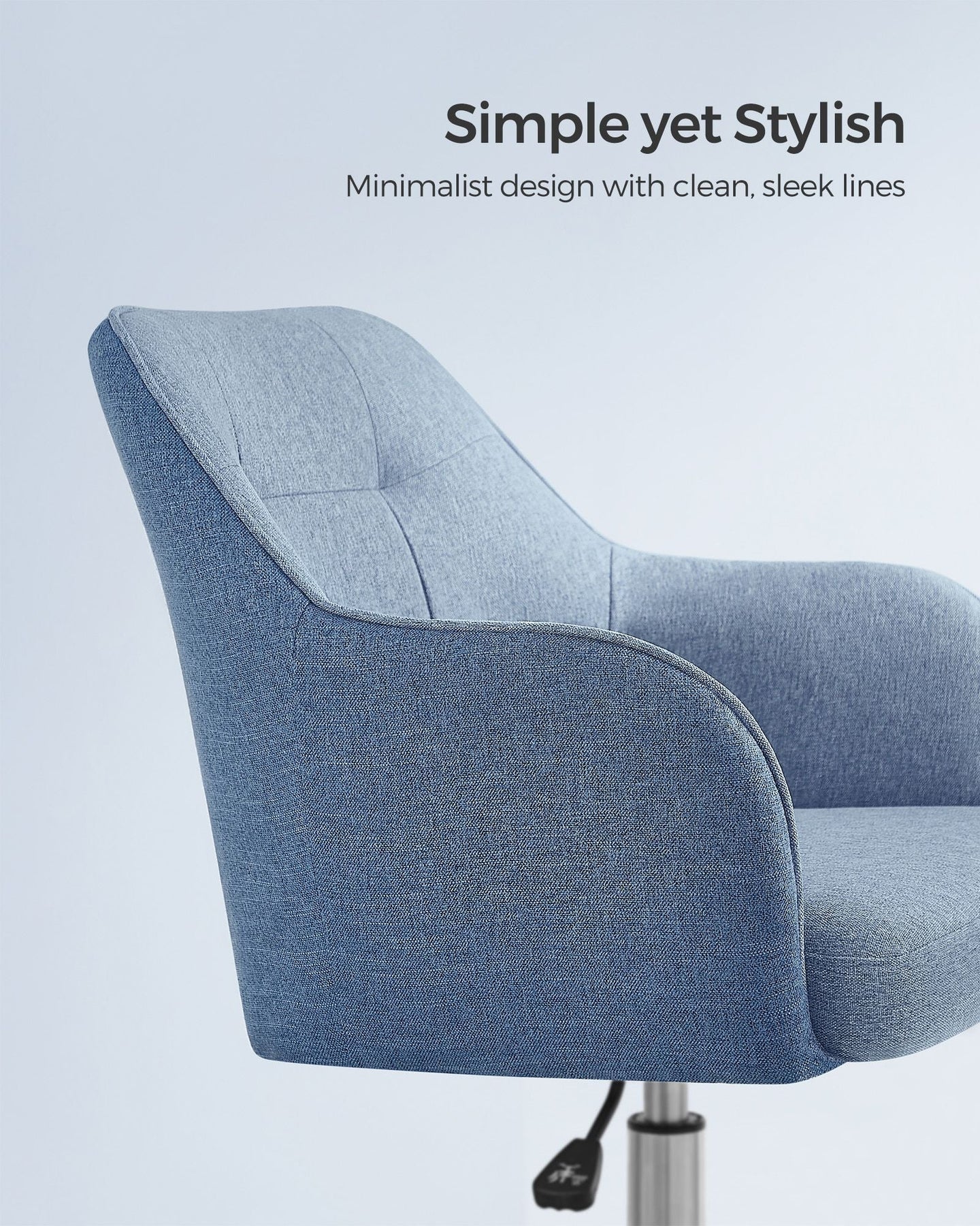 Height-Adjustable Office Chair - Steel Frame - Misty Blue - Ergonomic Design