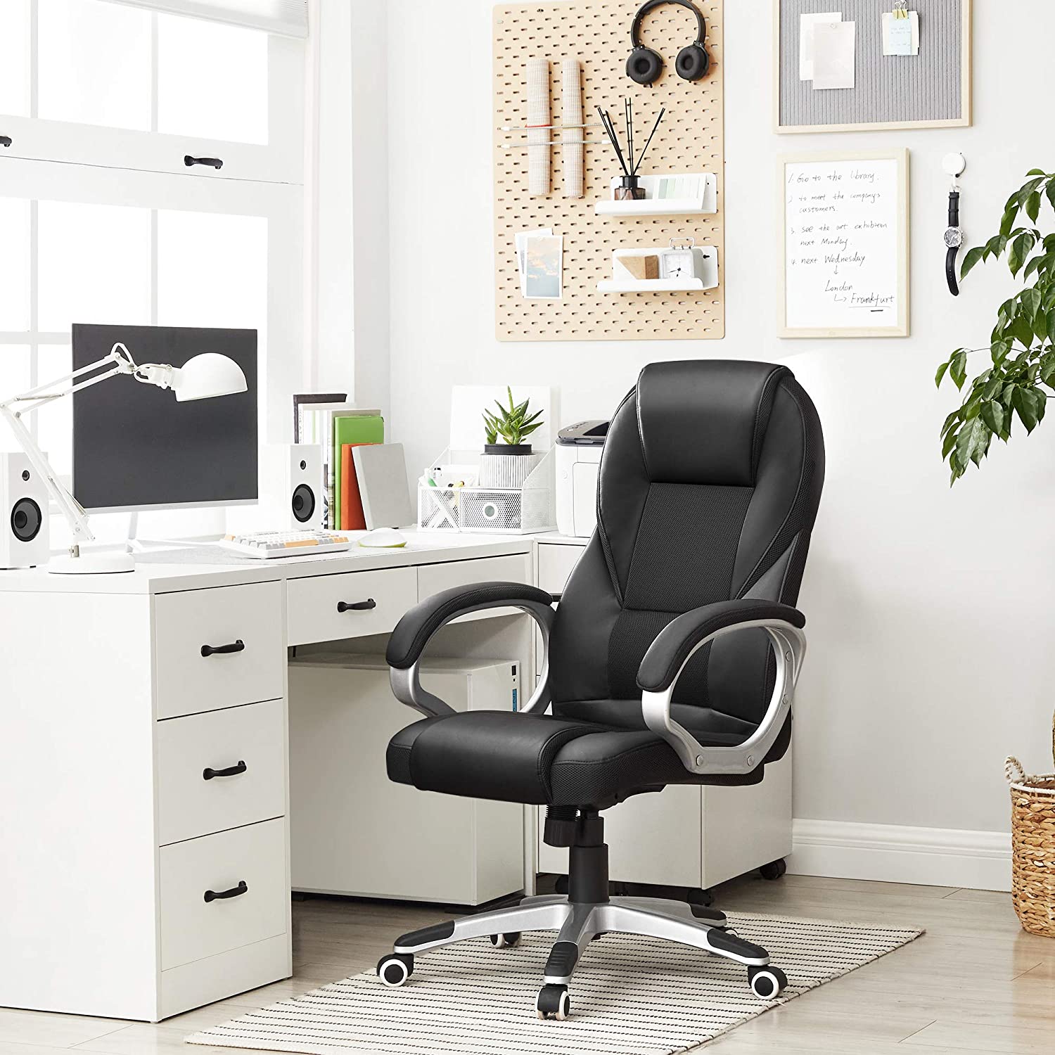 High Back Executive Office Chair - Black - Durable Material