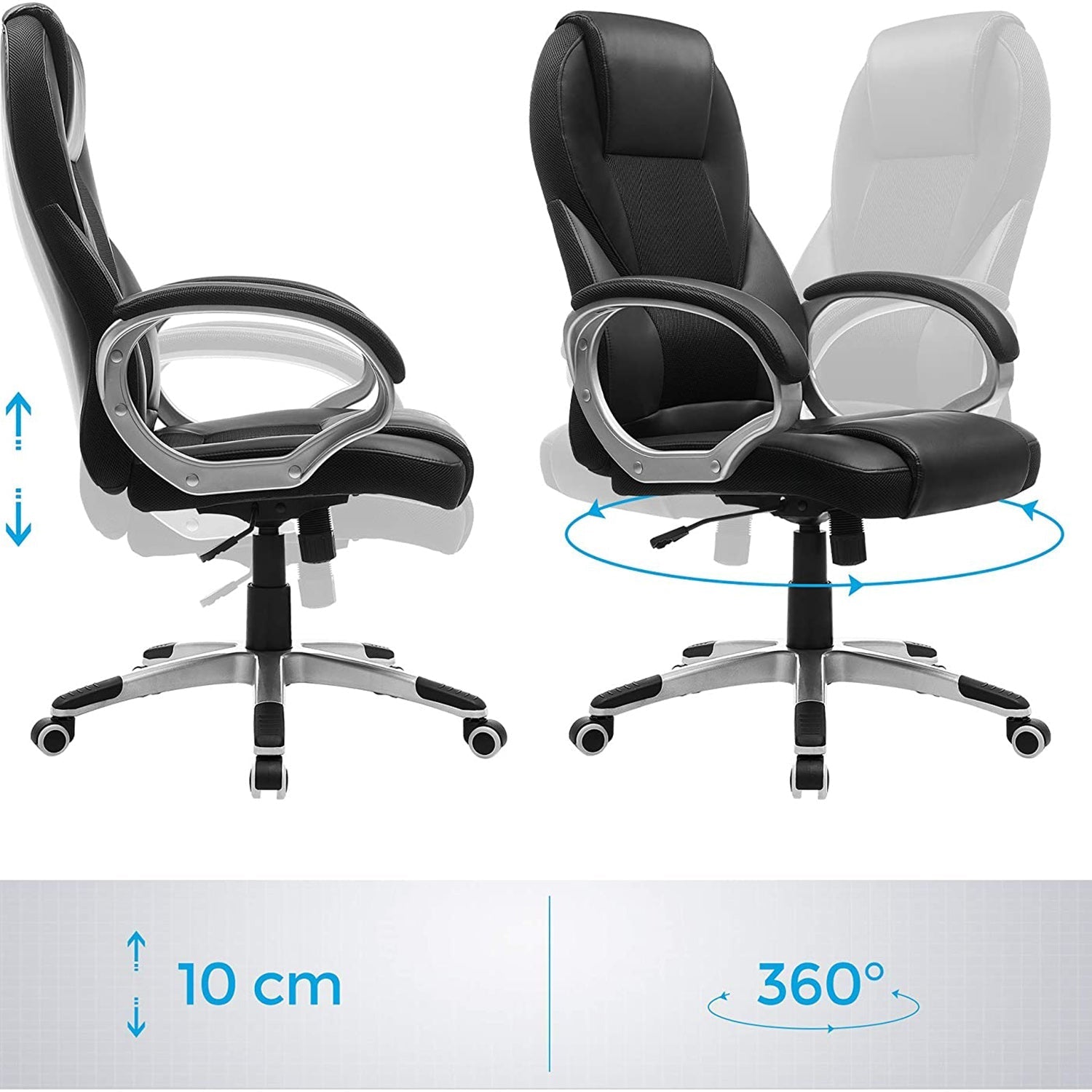 High Back Executive Office Chair - Black - Durable Material