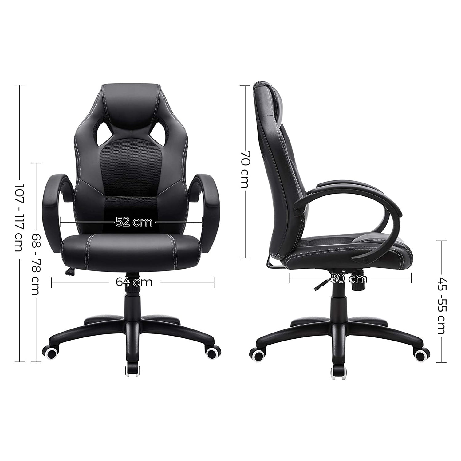 Swivel Computer Chair - PU - Blue - Racing Sport Design with Tilt Function