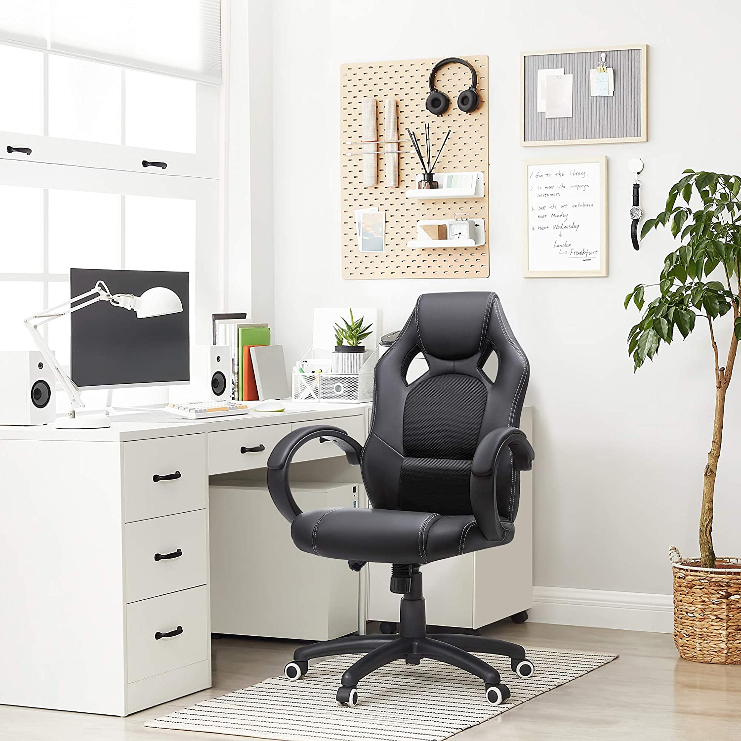 Swivel Computer Chair - PU - Blue - Racing Sport Design with Tilt Function