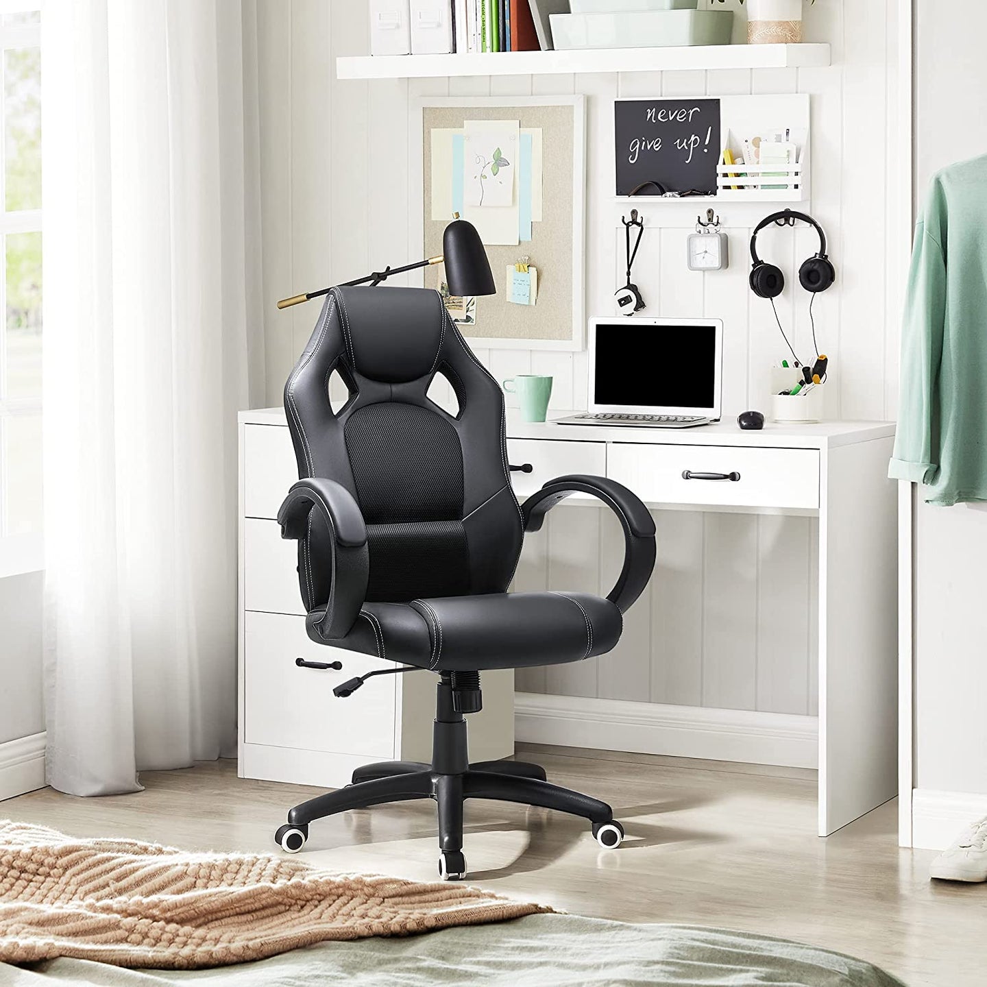 Swivel Computer Chair - PU - Blue - Racing Sport Design with Tilt Function