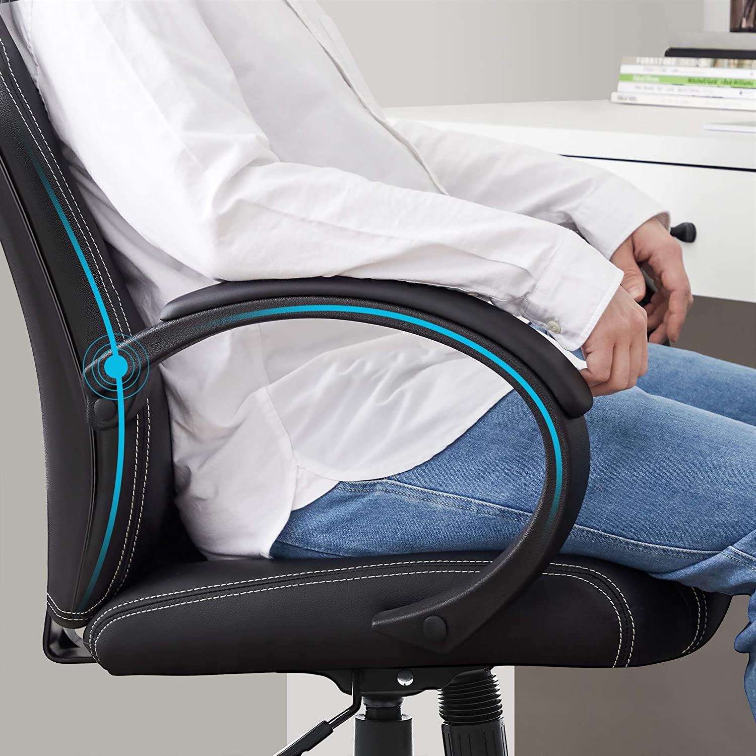Swivel Computer Chair - PU - Blue - Racing Sport Design with Tilt Function