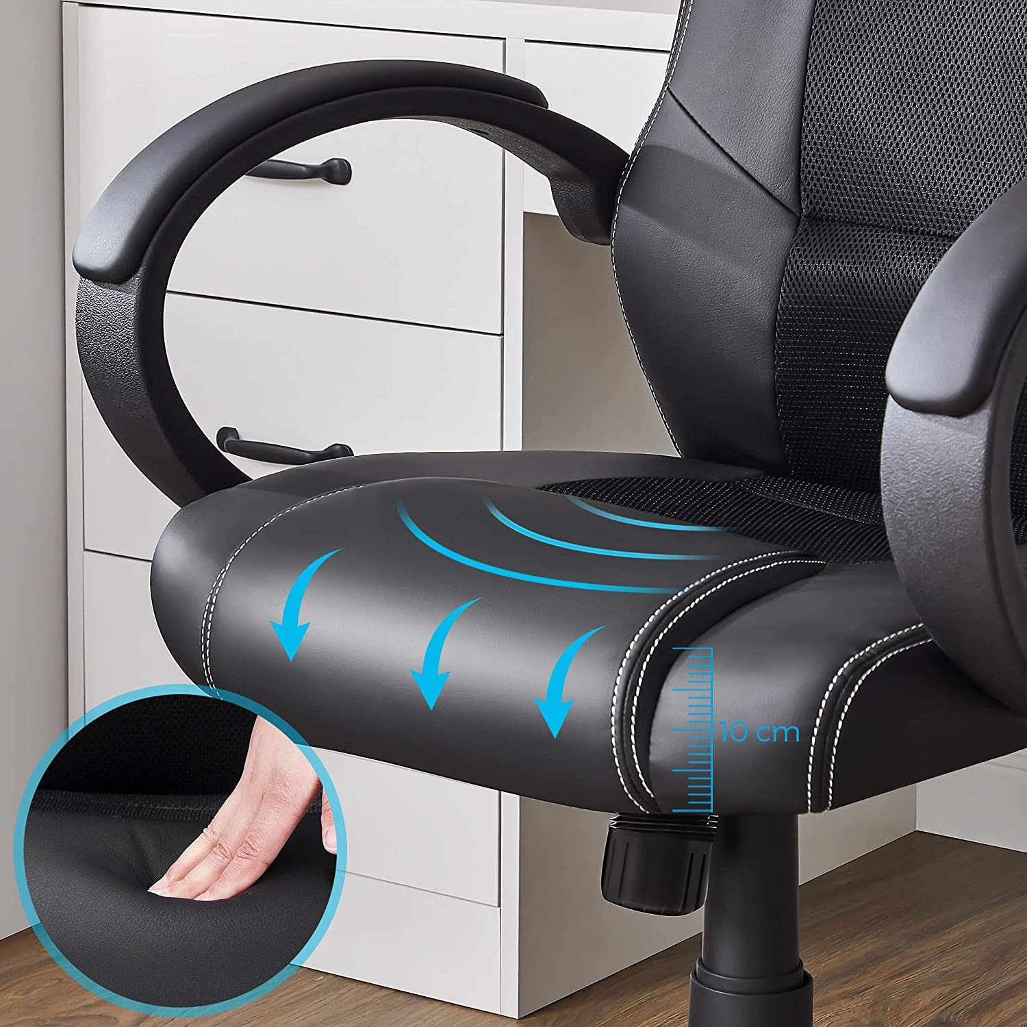 Swivel Computer Chair - PU - Blue - Racing Sport Design with Tilt Function