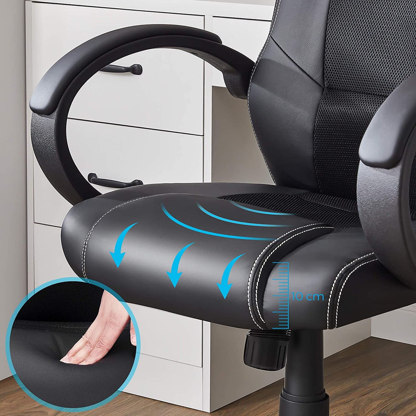 Swivel Computer Chair - PU - Blue - Racing Sport Design with Tilt Function
