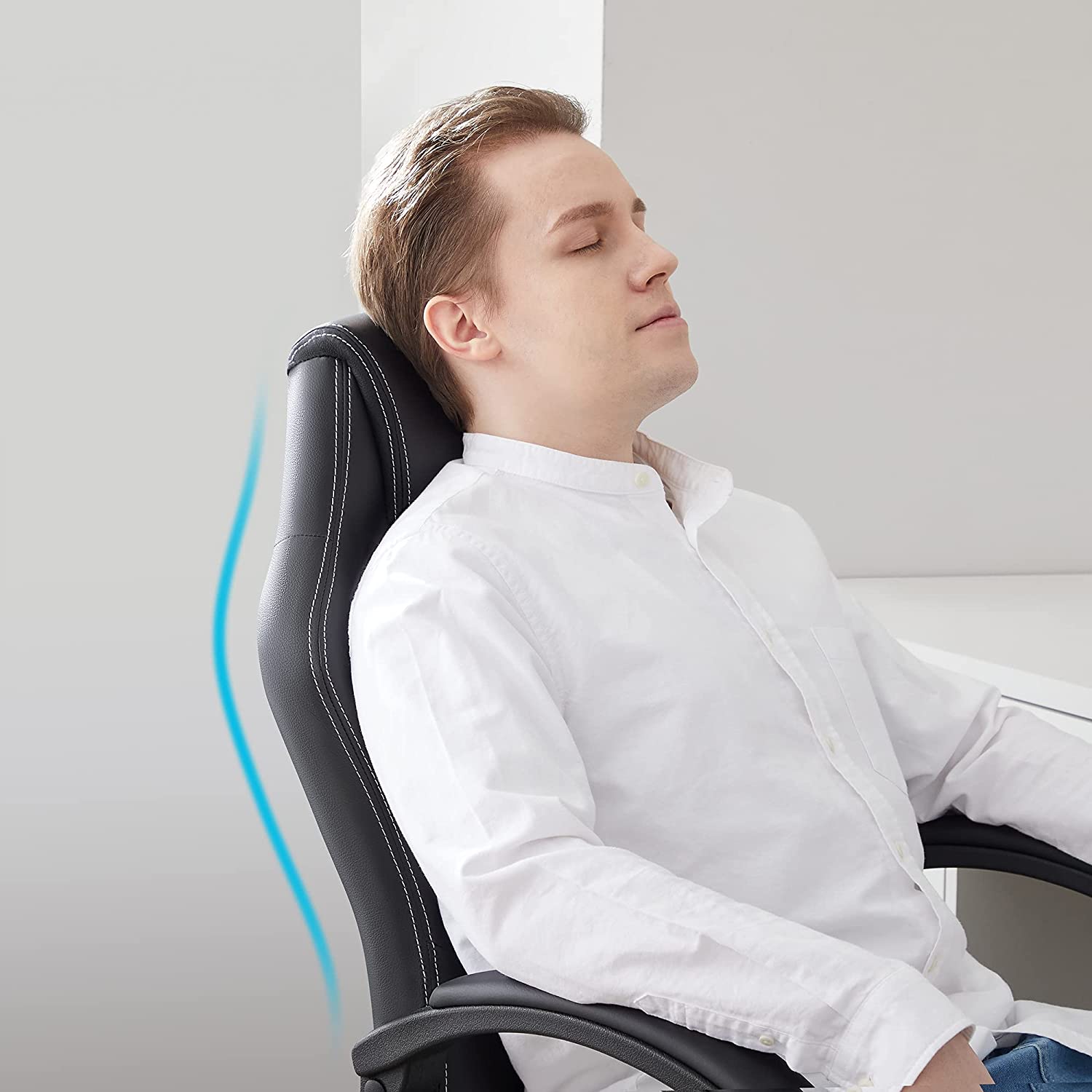 Swivel Computer Chair - PU - Blue - Racing Sport Design with Tilt Function
