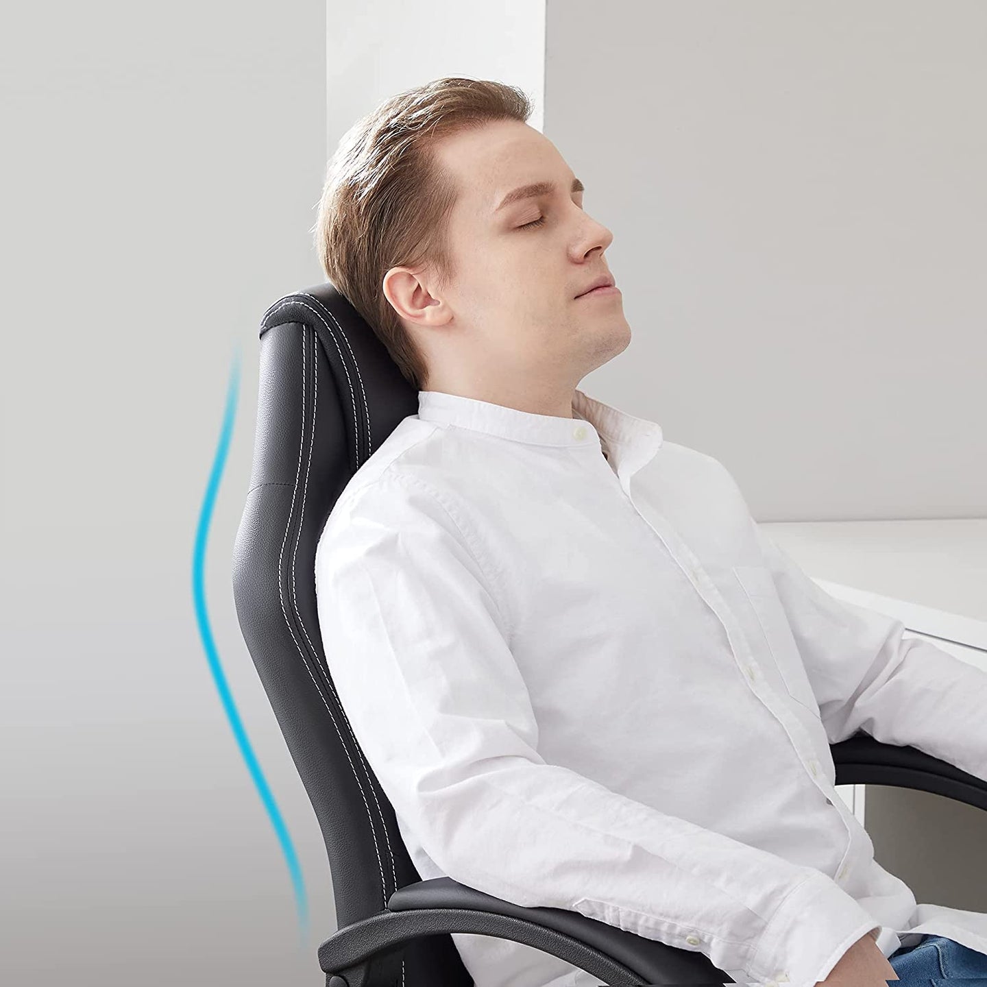 Swivel Computer Chair - PU - Blue - Racing Sport Design with Tilt Function