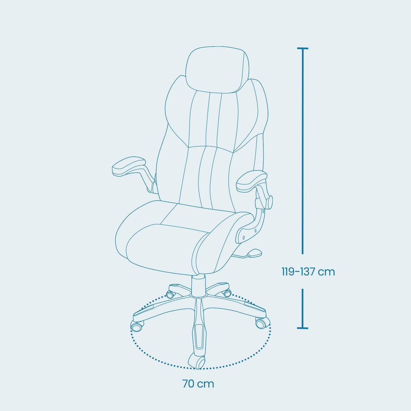 Ergonomic Gaming Office Chair - PU Leather - Black - Adjustable Headrest and Foldable Armrests