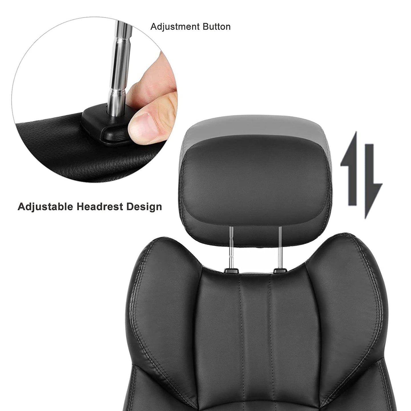 Swivel Office Chair - PU - Black - Adjustable Headrest and Flip-Up Armrests