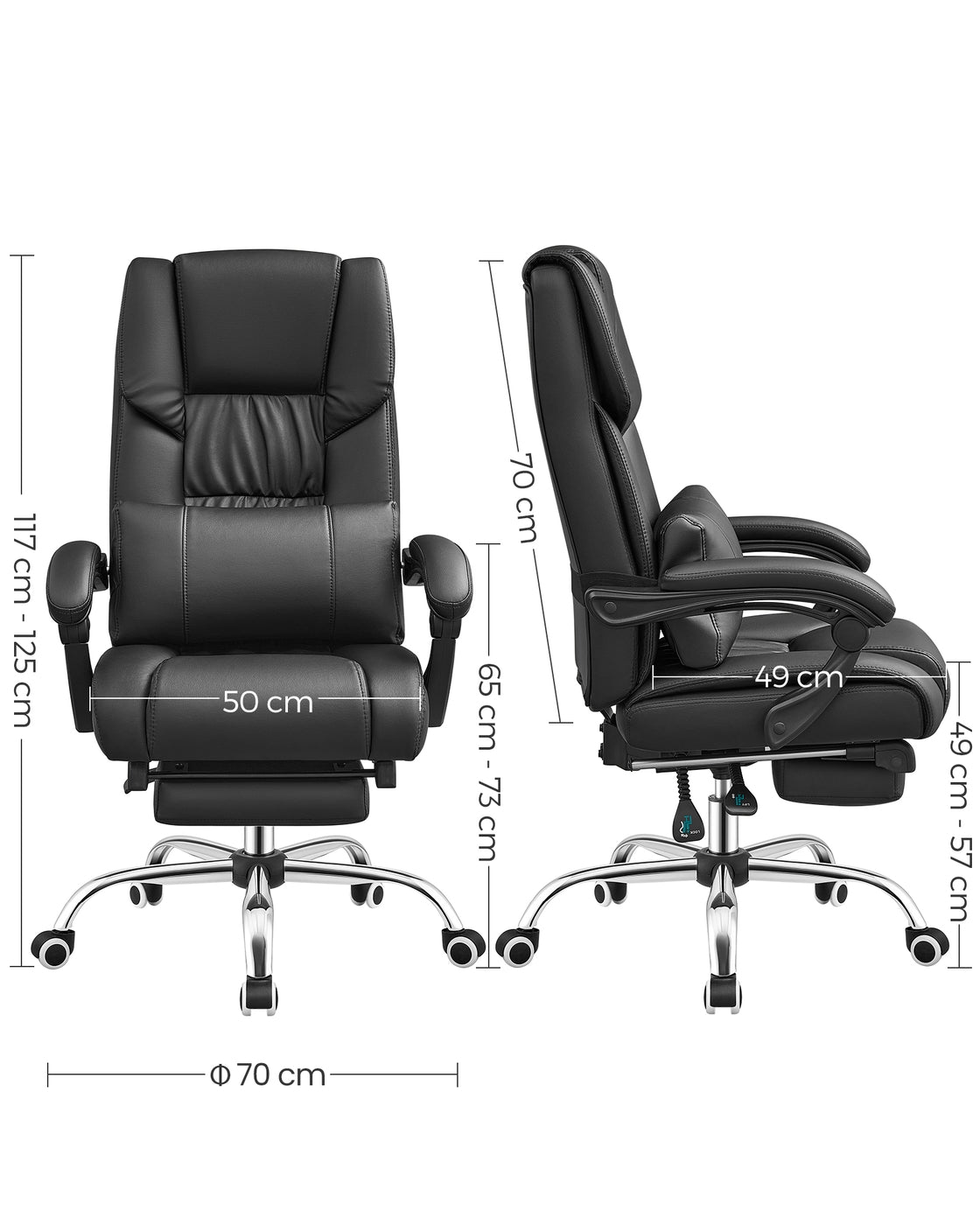 Office Chair - Black - with High Backresk and Adjustable Height