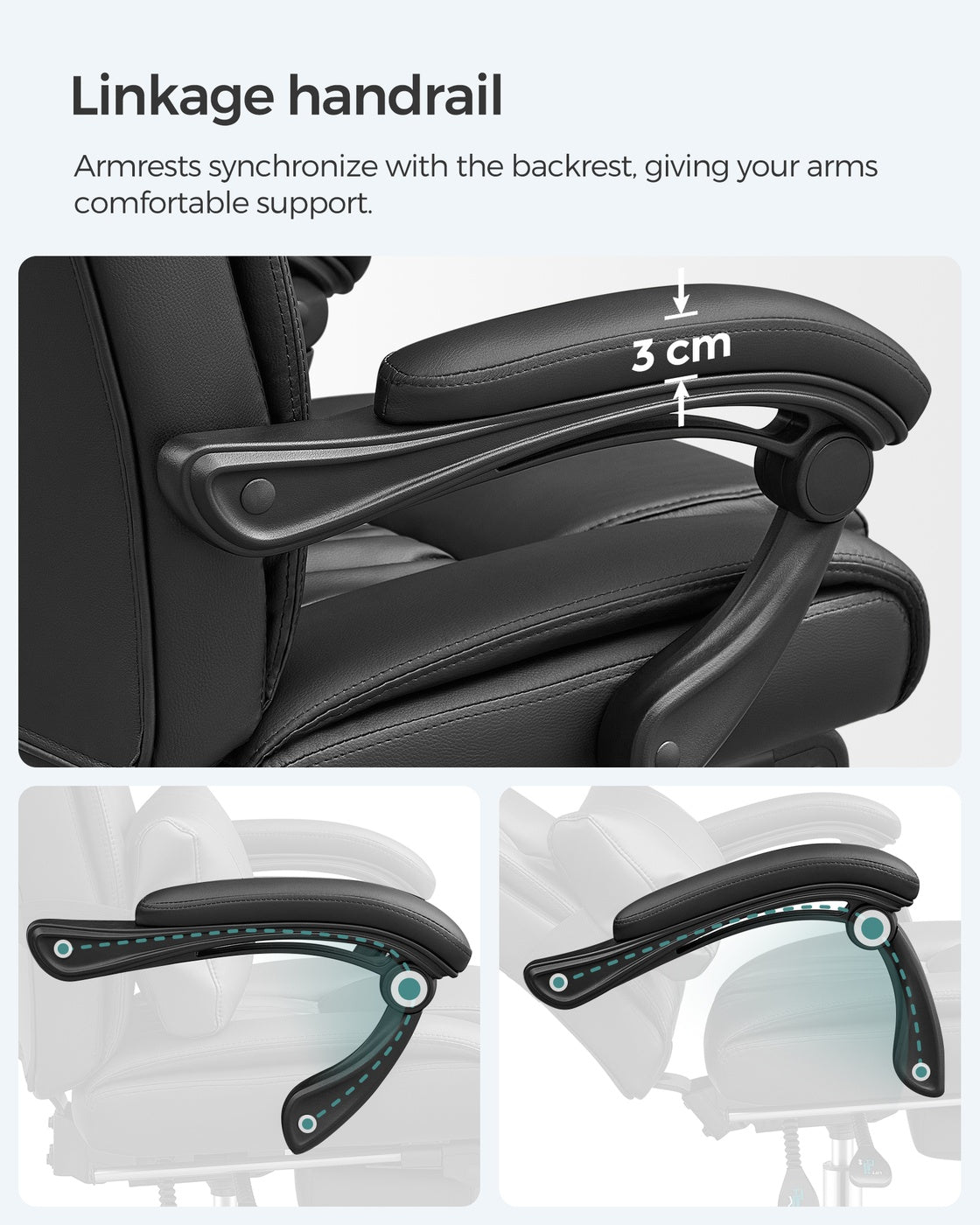 Office Chair - Black - with High Backresk and Adjustable Height