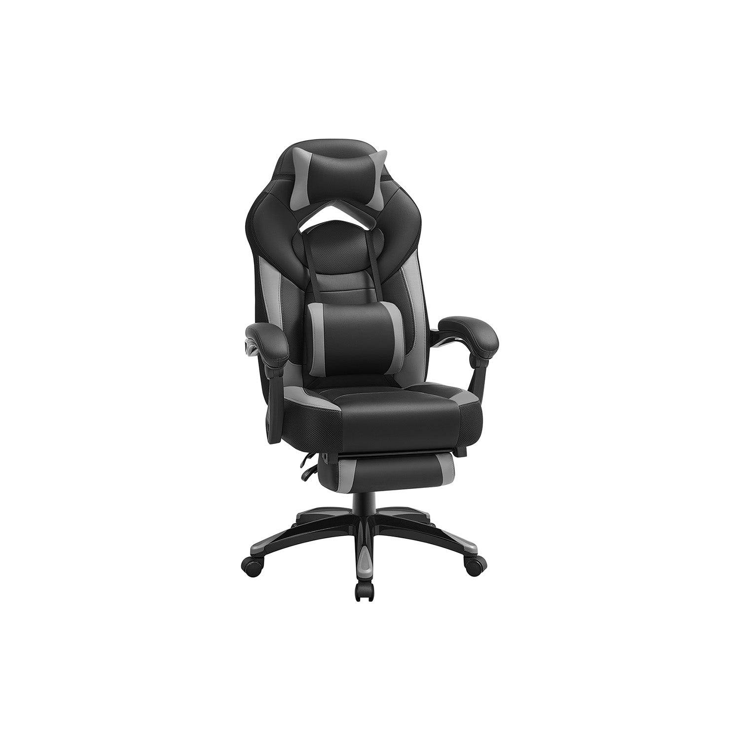 Gaming Chair - Fabric - Black and Red - Ergonomic Design with Adjustable Headrest and Footrest