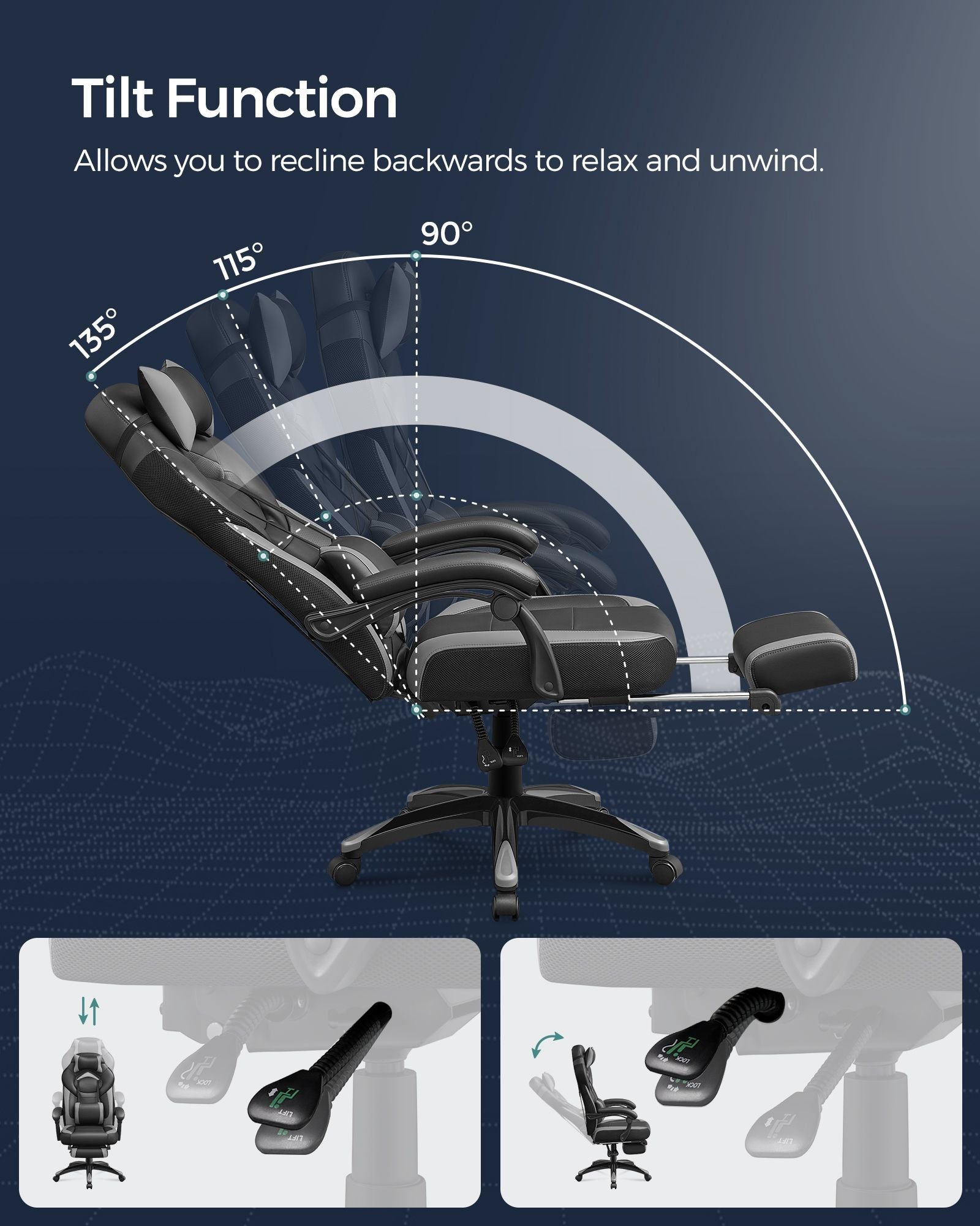 Gaming Chair - Fabric - Black and Red - Ergonomic Design with Adjustable Headrest and Footrest