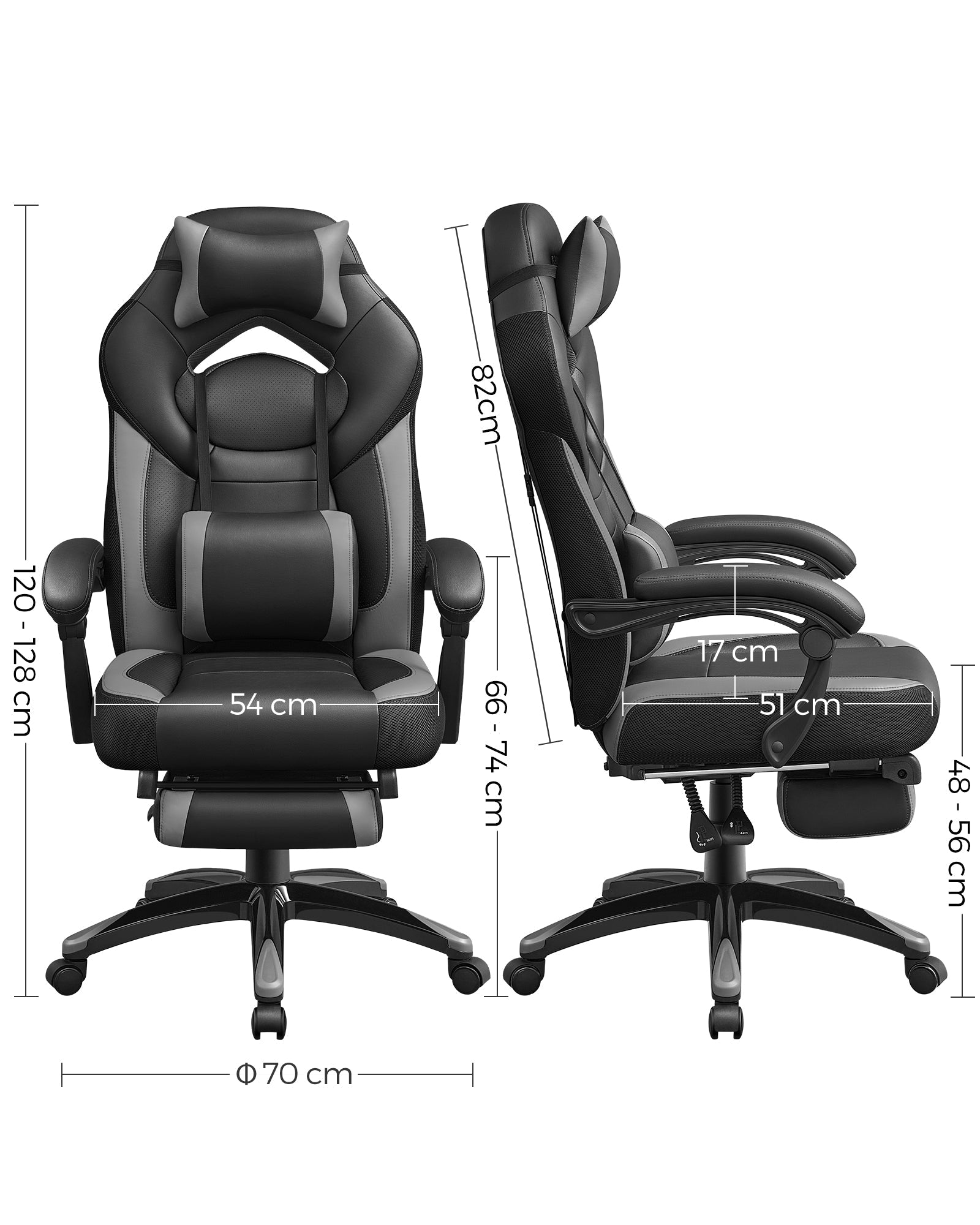 Gaming Chair - Fabric - Black and Red - Ergonomic Design with Adjustable Headrest and Footrest