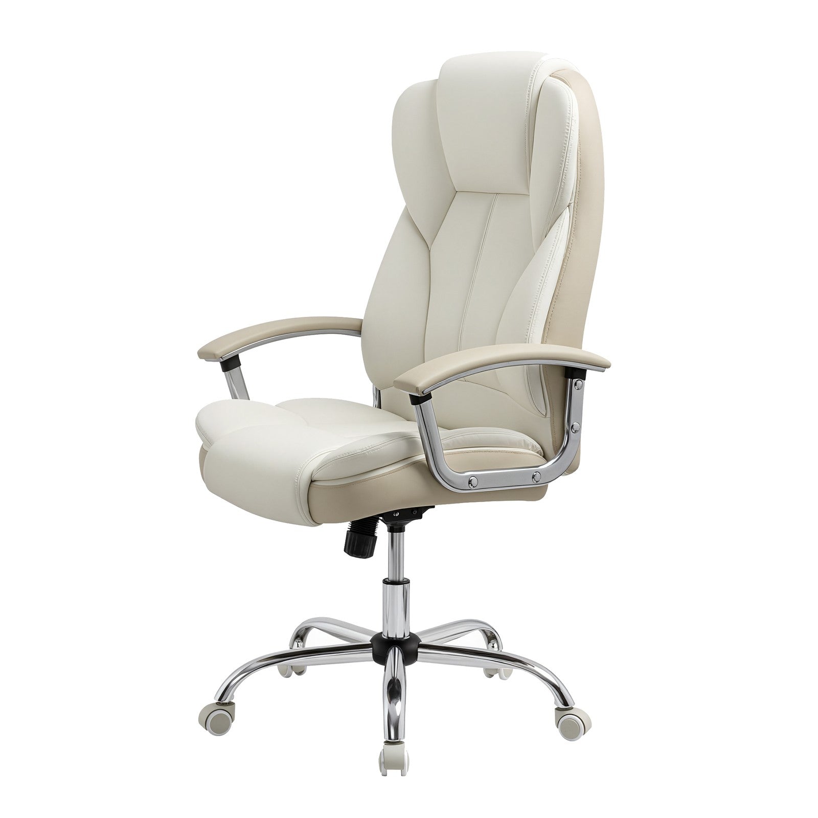 Office Chair - PU - White - High Back with Tilt Function and Armrests