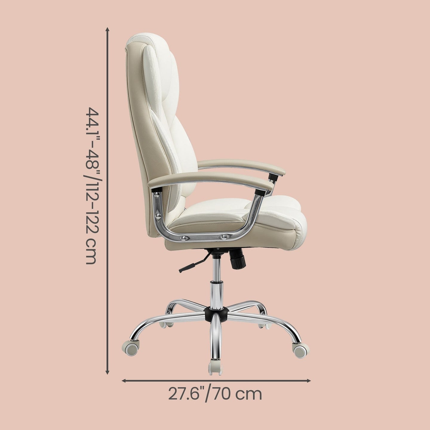 Office Chair - PU - White - High Back with Tilt Function and Armrests