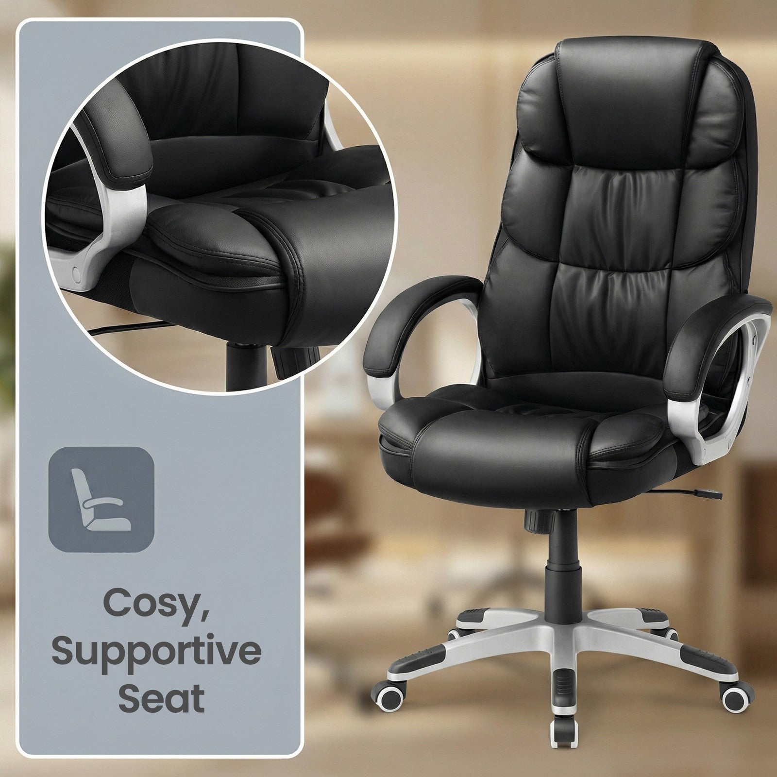 Task Chair - PU Leather - Adjustable Height