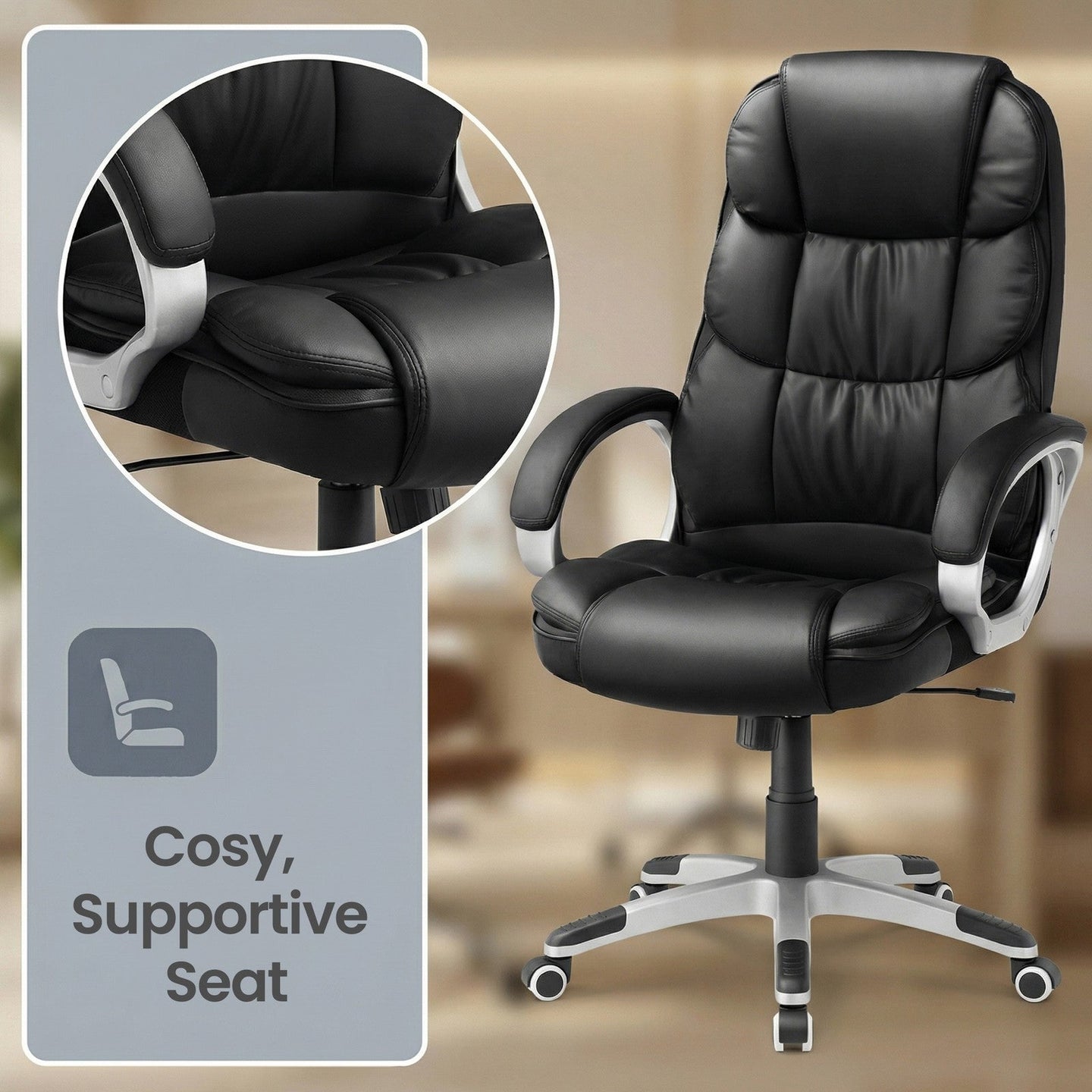 Task Chair - PU Leather - Adjustable Height
