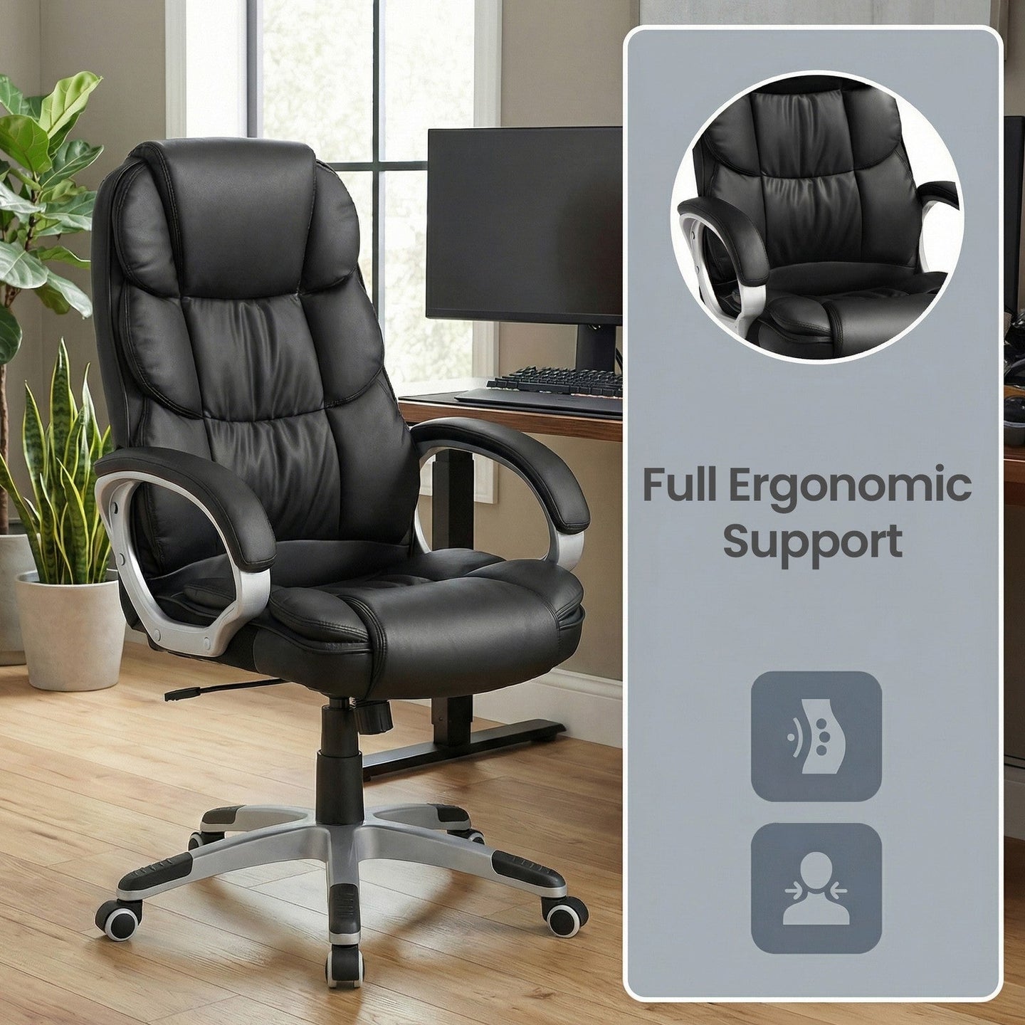 Task Chair - PU Leather - Adjustable Height