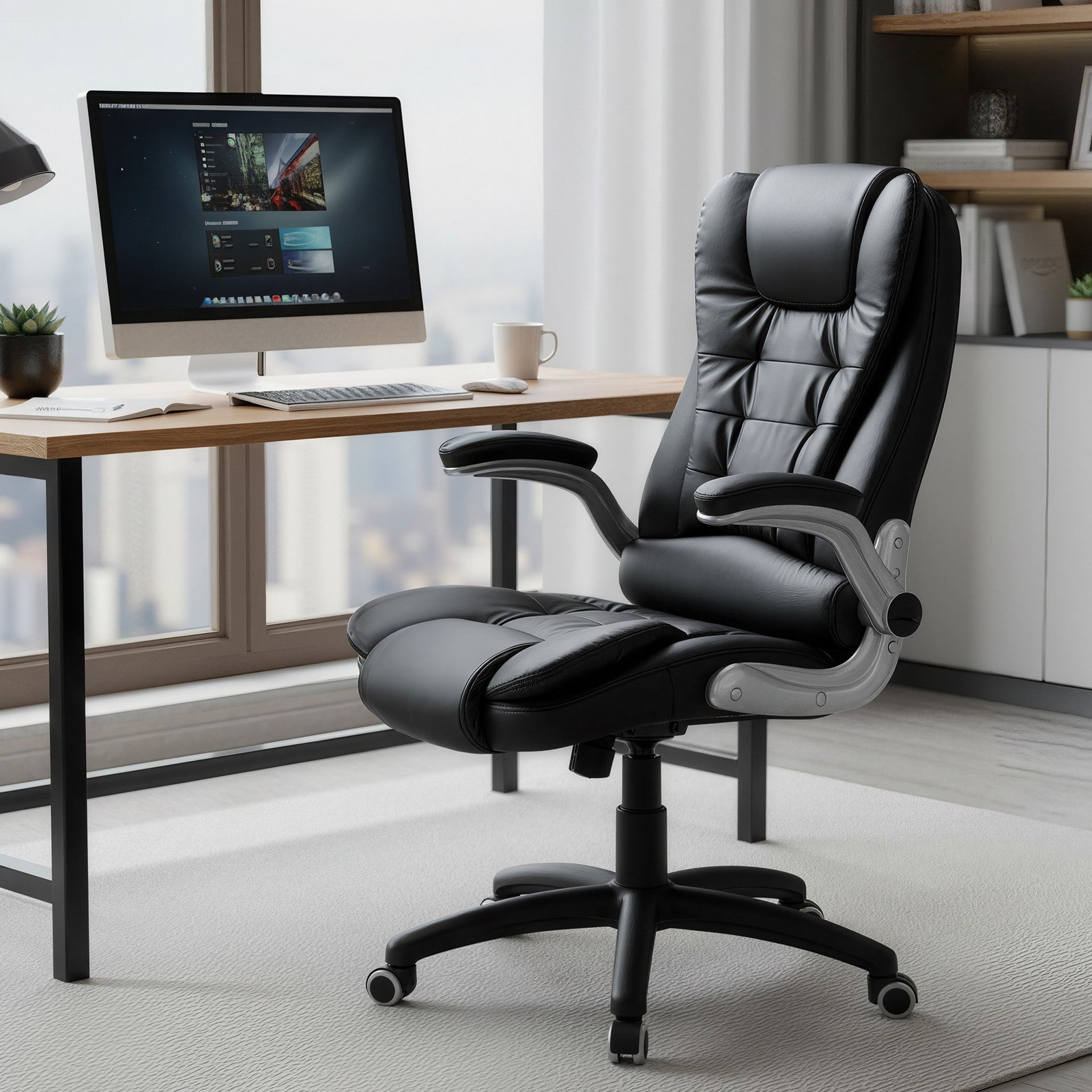 High Back Office Chair - Black - Polyurethane