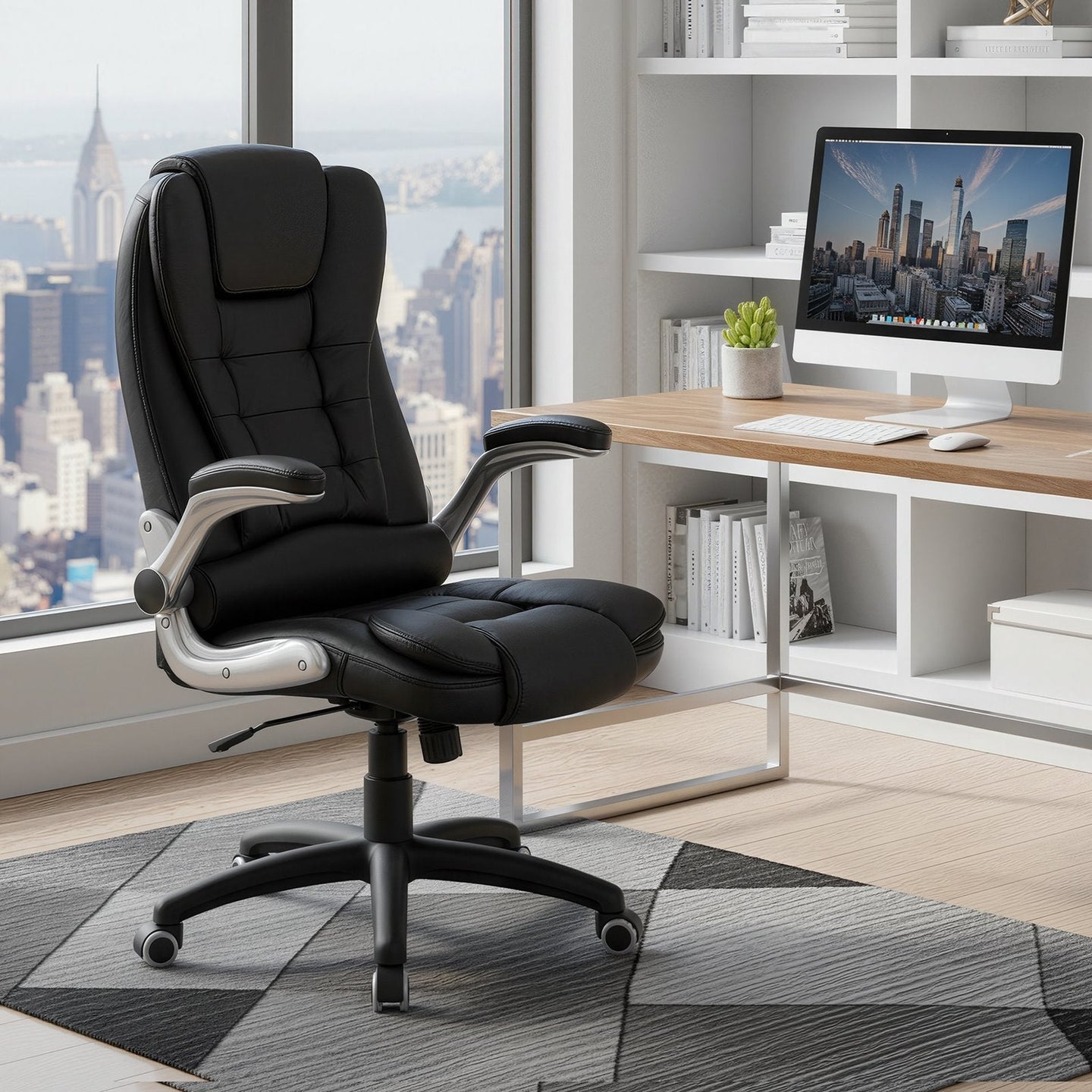 High Back Office Chair - Black - Polyurethane
