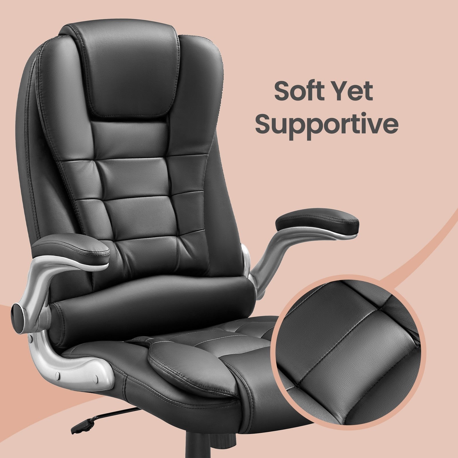 High Back Office Chair - Black - Polyurethane
