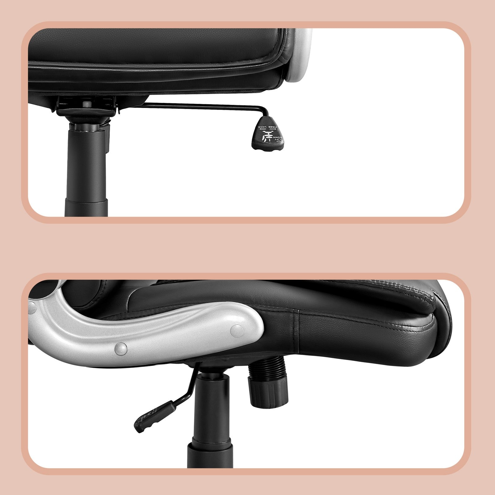 High Back Office Chair - Black - Polyurethane