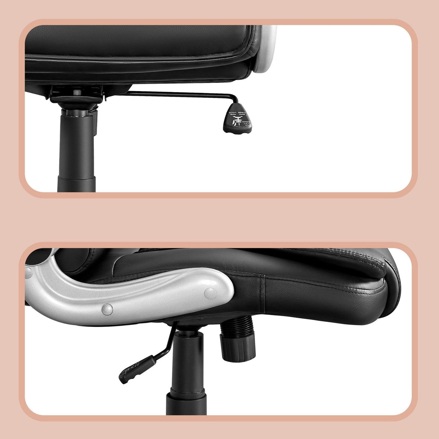 High Back Office Chair - Black - Polyurethane