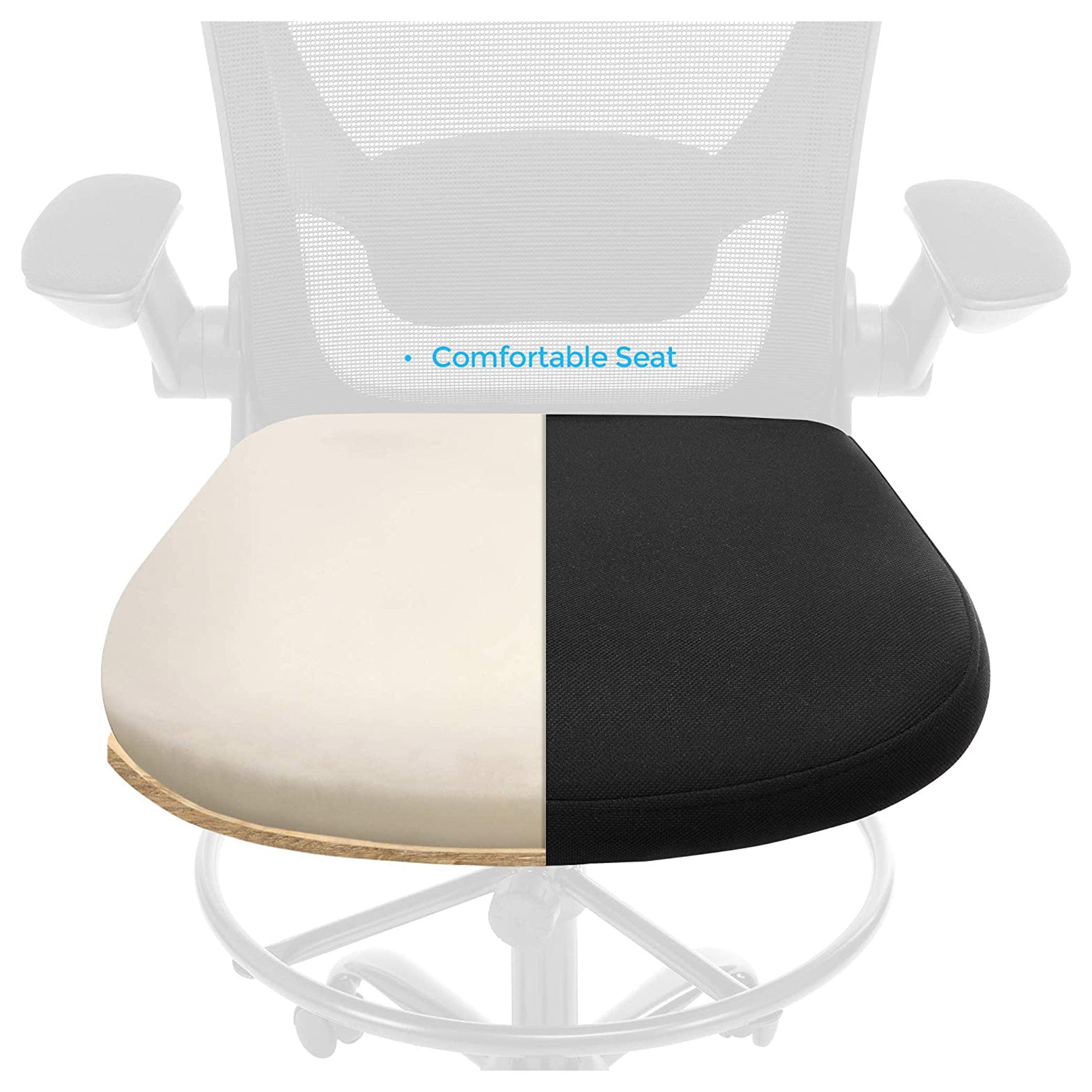 Drafting Chair - Mesh - Black - Ergonomic with Height Adjustable Lumbar Support and Footrest