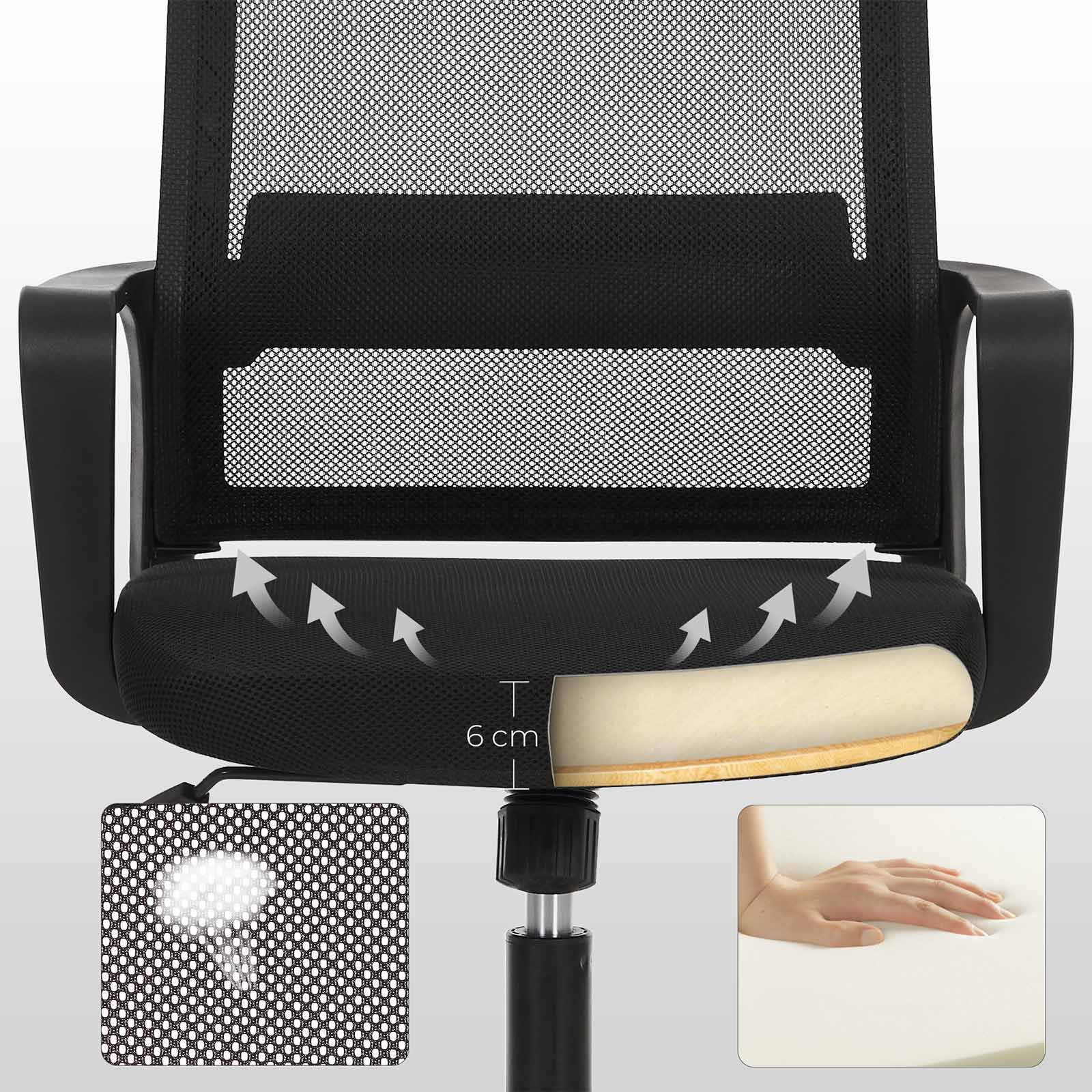 Office Chair - Mesh - Black - 360 Swivel with Adjustable Tilt Function