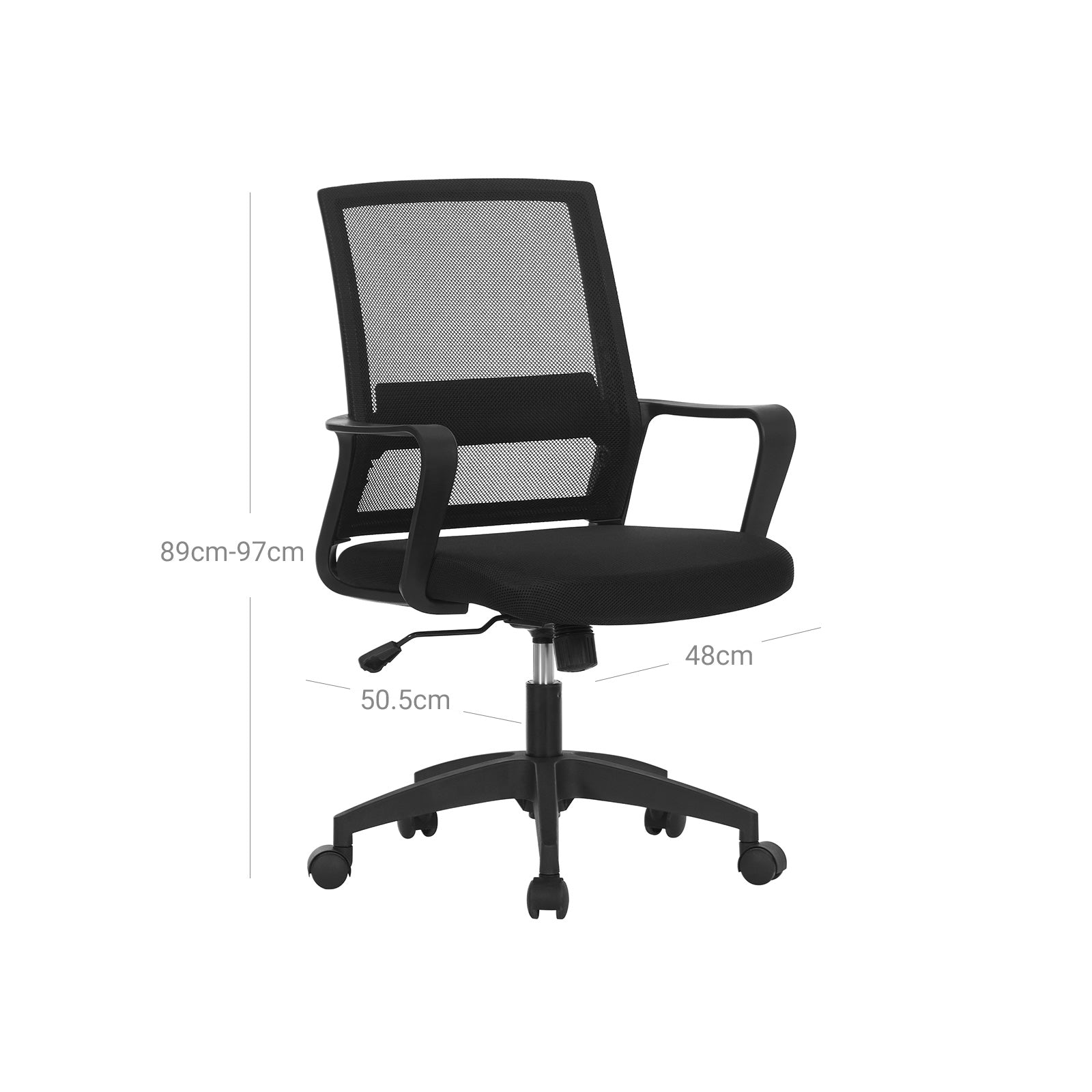 Office Chair - Mesh - Black - 360 Swivel with Adjustable Tilt Function