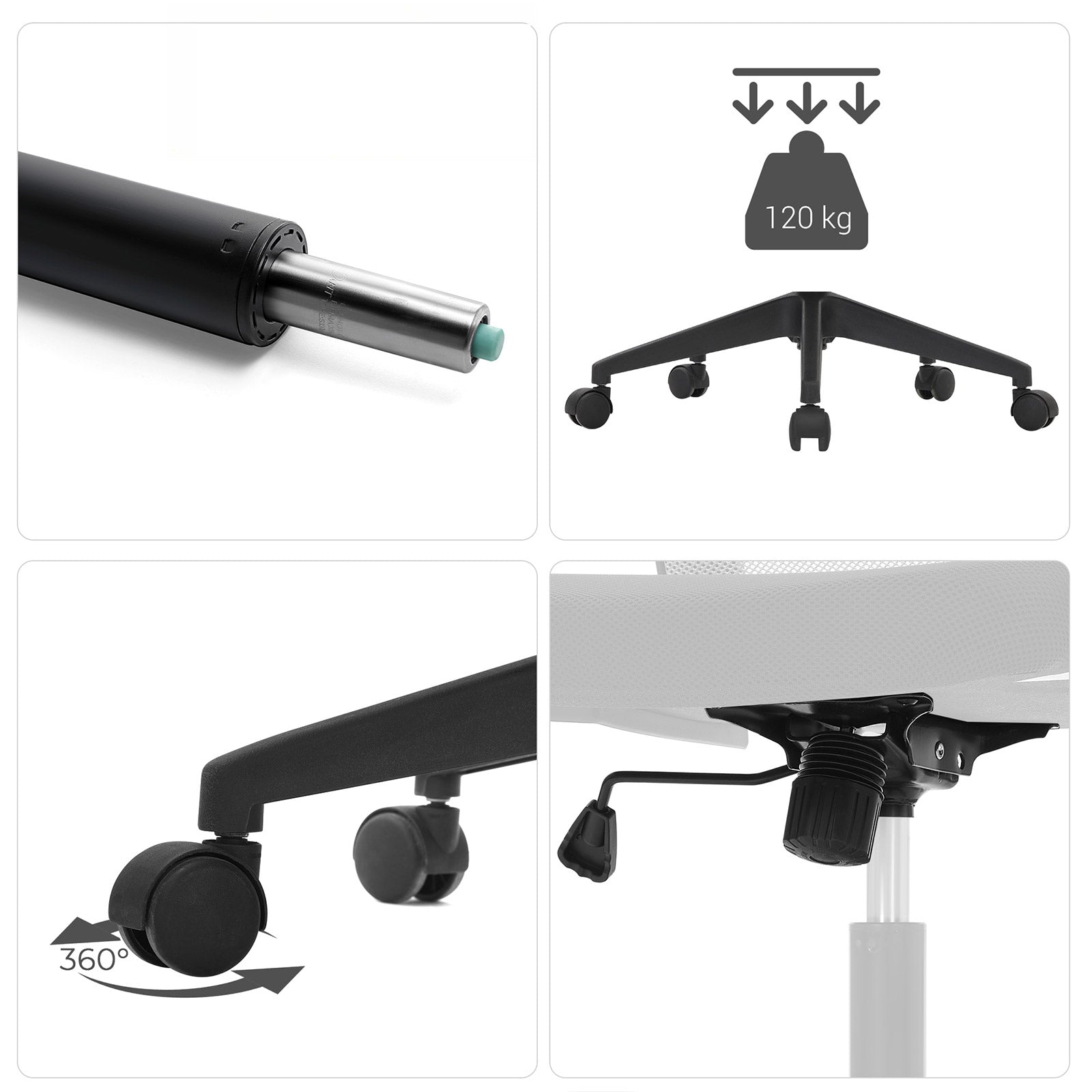 Office Chair - Mesh - Black - Ergonomic Design with Armrest and Lumbar Support