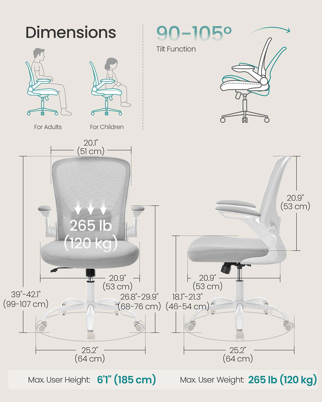 Ergonomic Office Chair - Mesh - Black - Adjustable Lumbar Support
