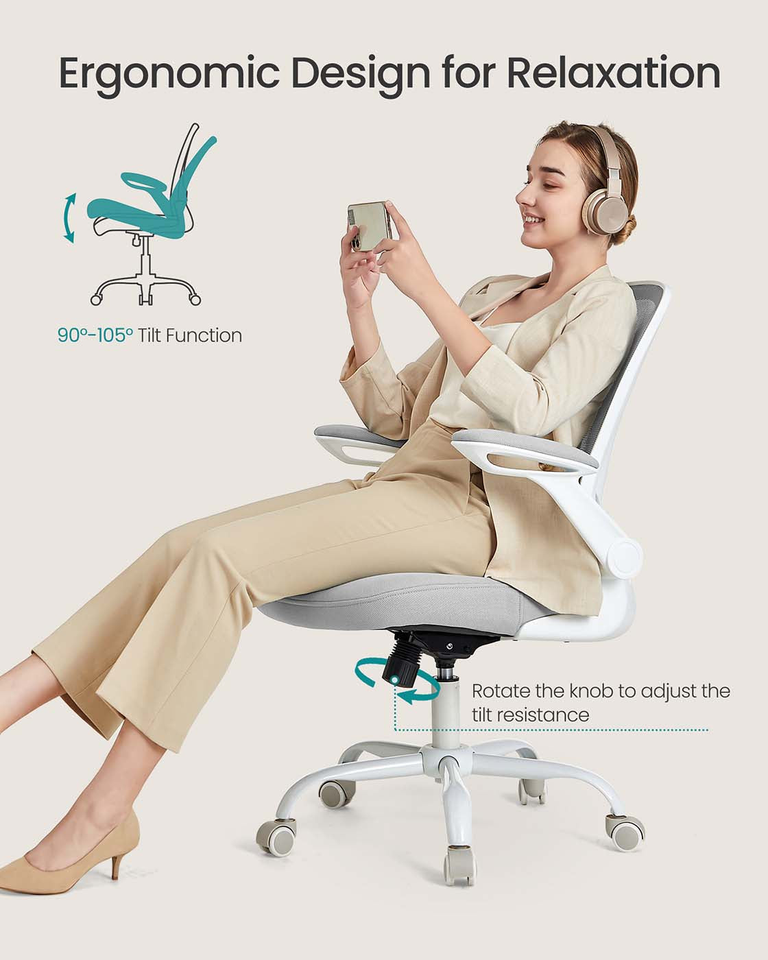 Ergonomic Office Chair - Mesh - Black - Adjustable Lumbar Support