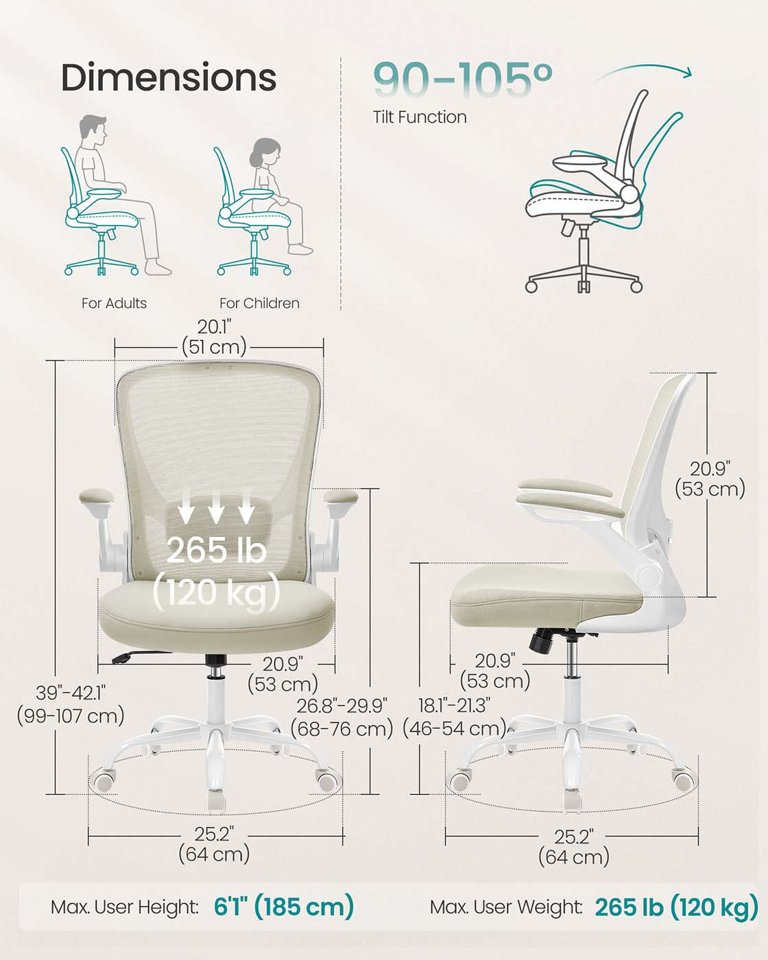 Ergonomic Office Chair - Mesh - Black - Adjustable Lumbar Support