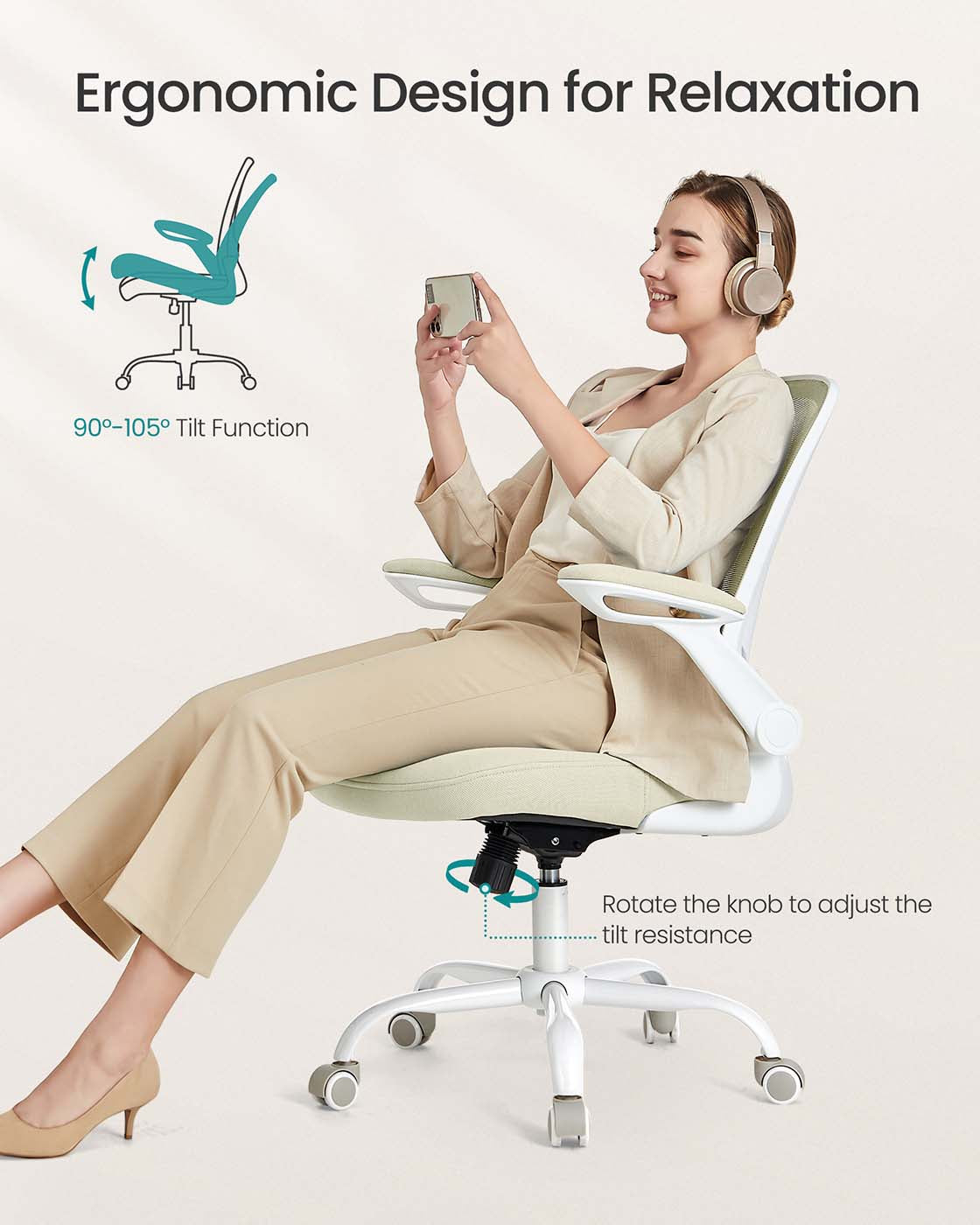 Ergonomic Office Chair - Mesh - Black - Adjustable Lumbar Support