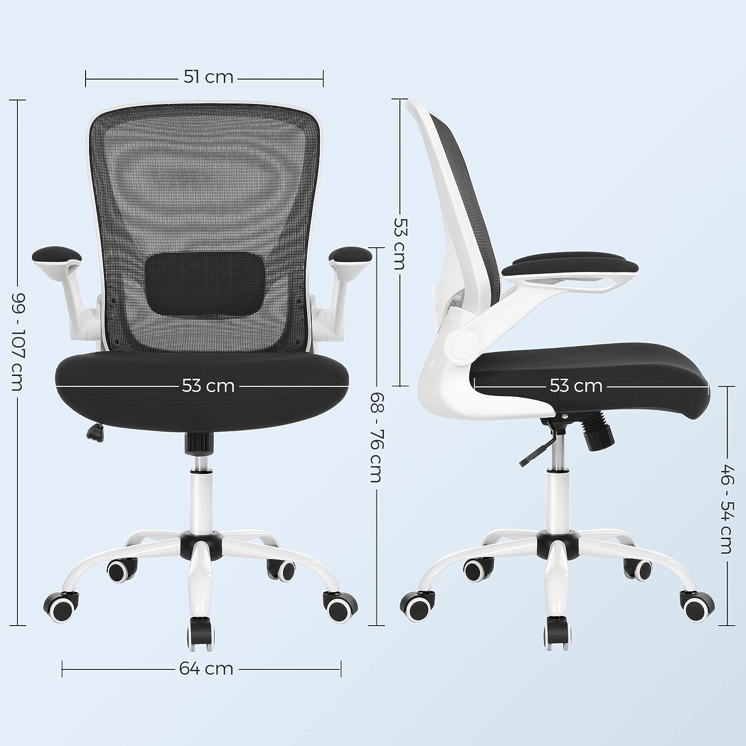 Ergonomic Office Chair - Mesh - Black - Adjustable Lumbar Support
