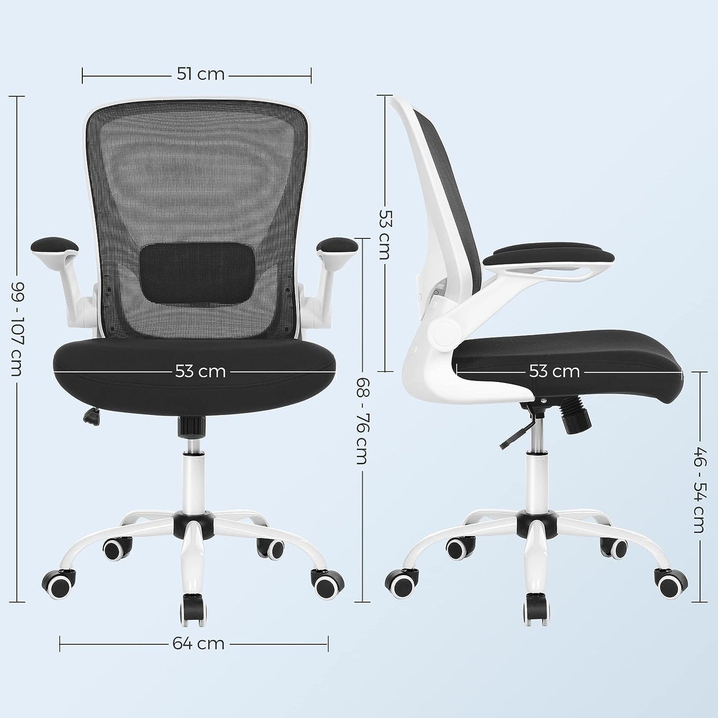 Ergonomic Office Chair - Mesh - Black - Adjustable Lumbar Support