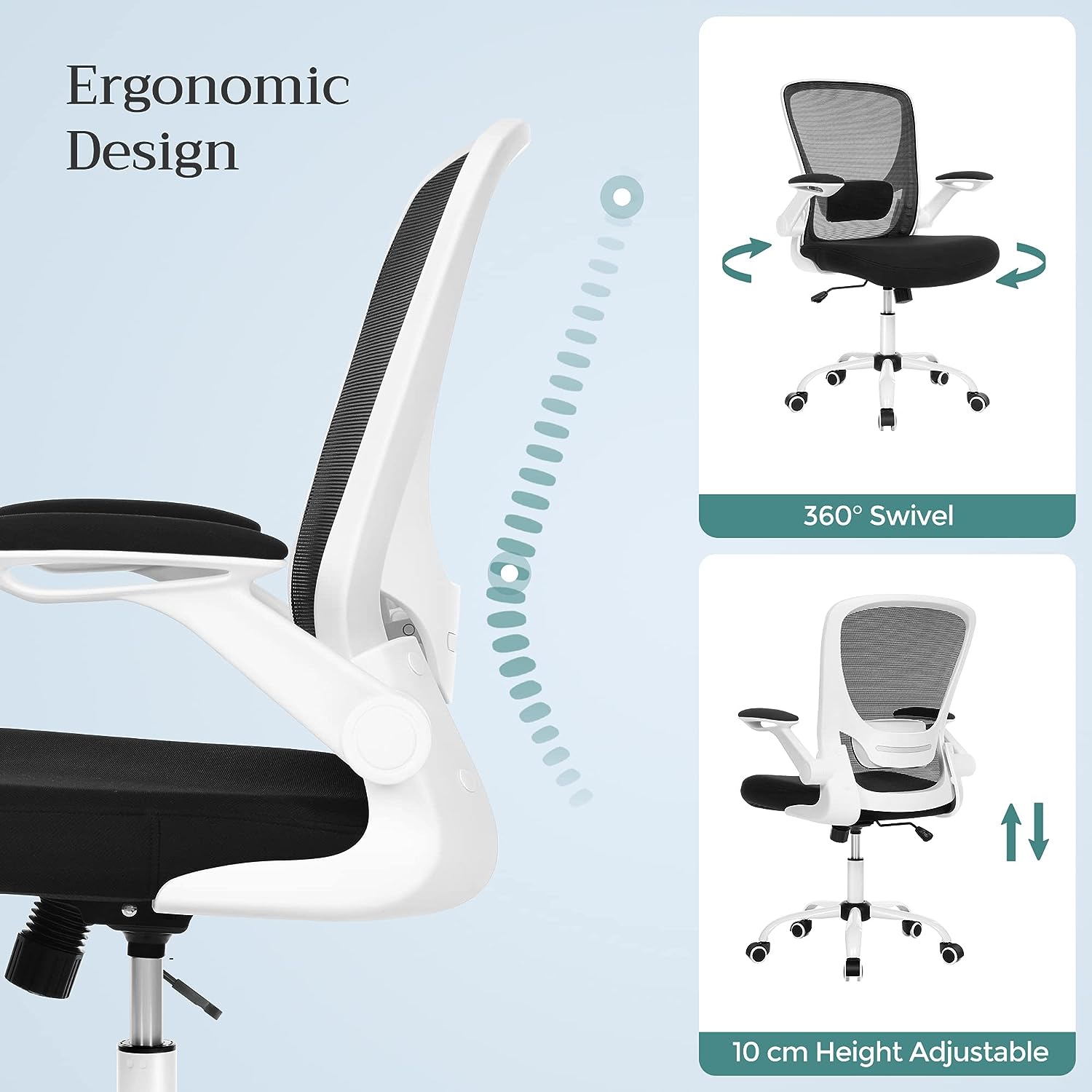 Ergonomic Office Chair - Mesh - Black - Adjustable Lumbar Support