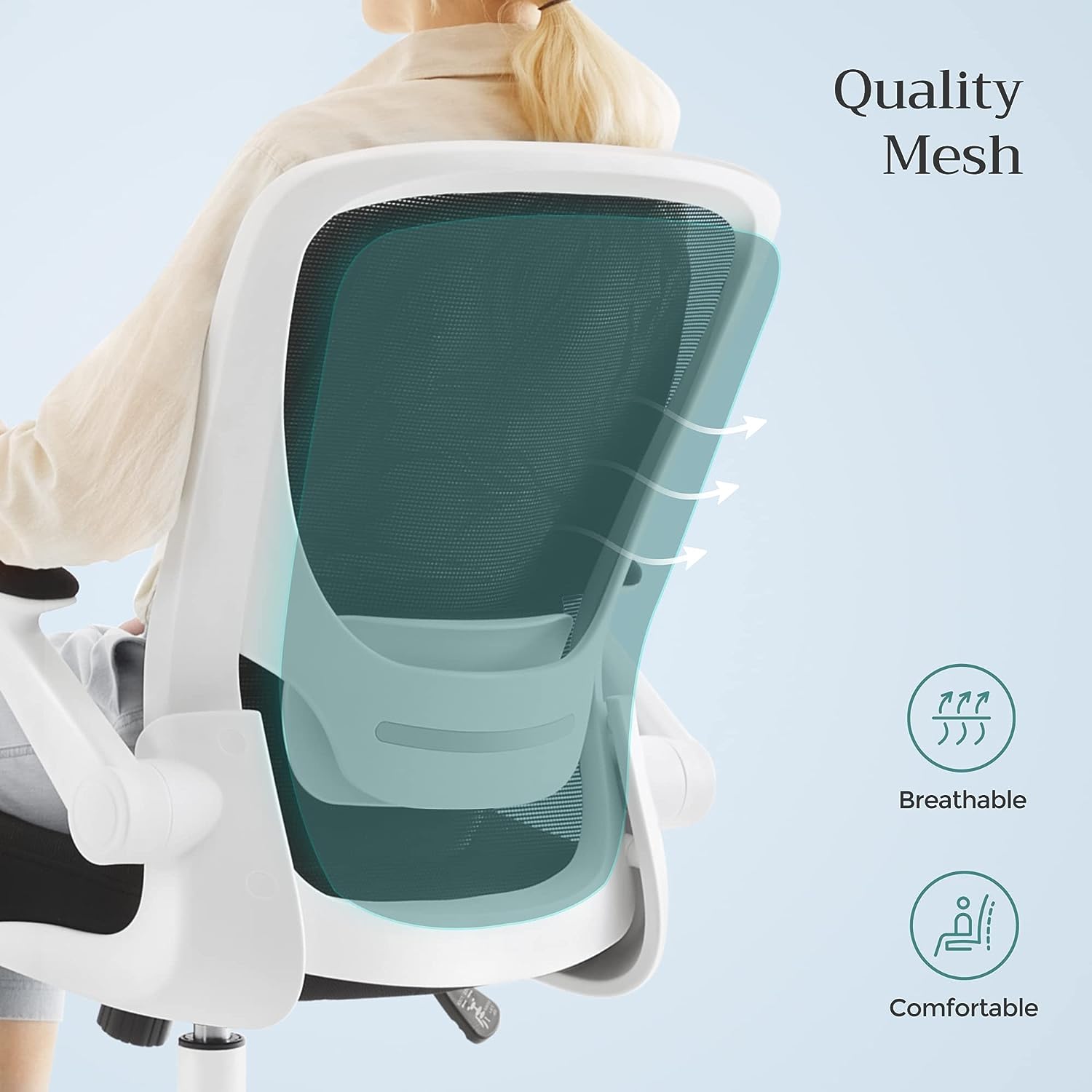 Ergonomic Office Chair - Mesh - Black - Adjustable Lumbar Support