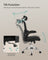 Ergonomic Office Chair - Mesh - Ink Black - High Back with Foldable Armrests and Adjustable Headrest