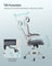 Ergonomic Office Chair - Mesh - Dove Grey - High Back with Lumbar Support and Foldable Armrests